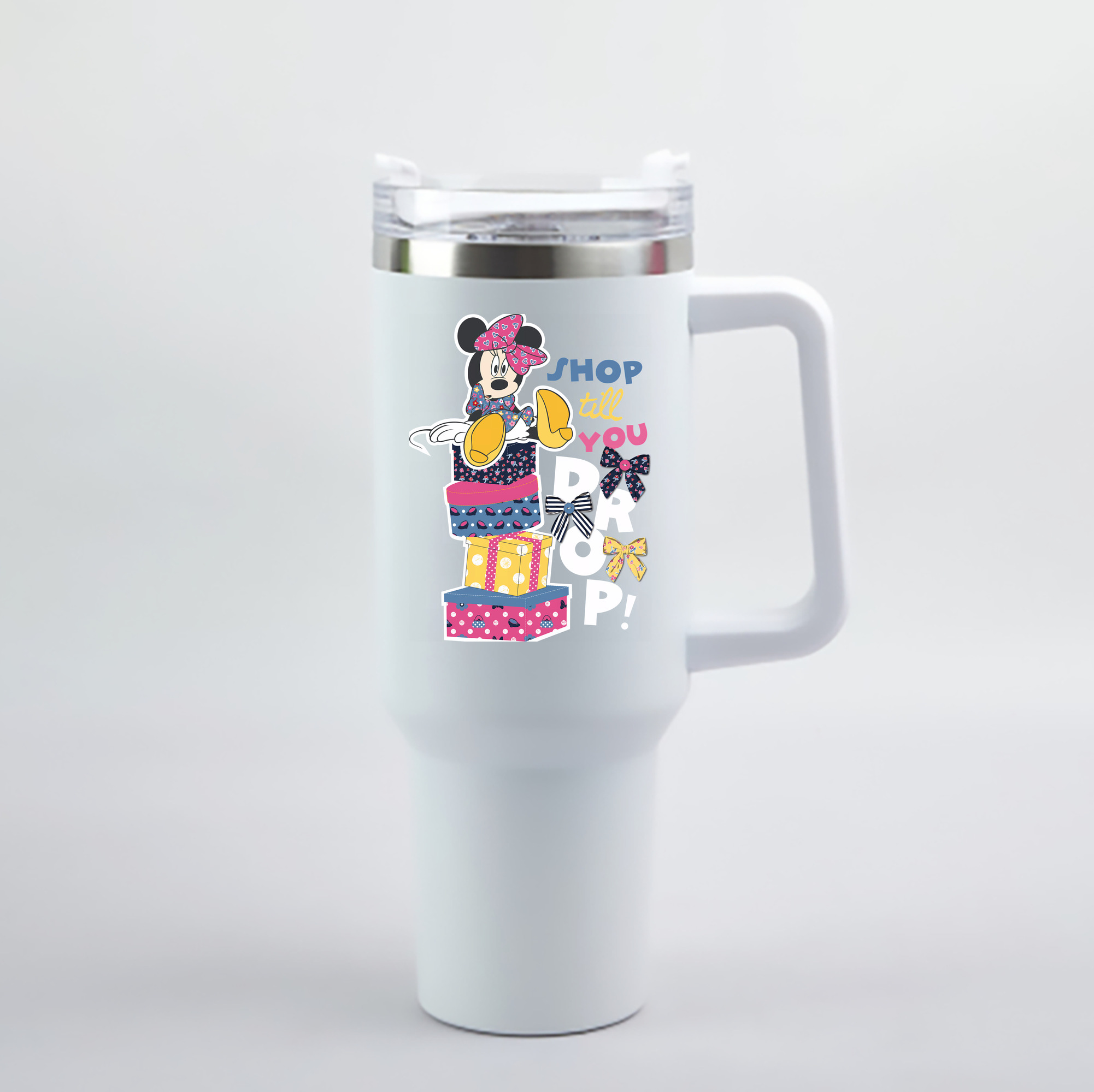 （画像用） ミッキーマウス Mickey Mouse 1200mL車用タンブラー - クリスタルステッカー（プラスチックストロー付き）