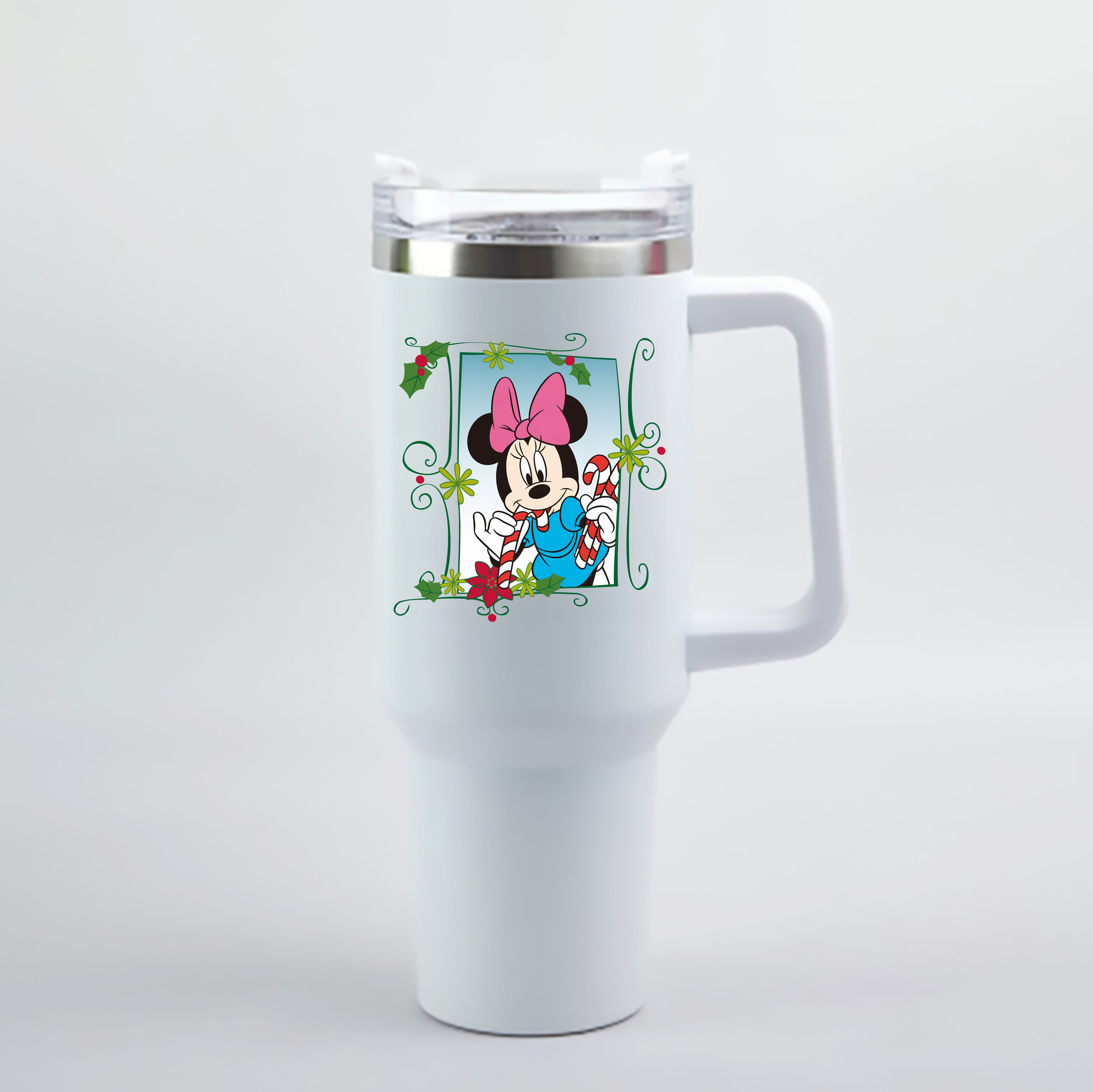 （画像用） ミッキーマウス Mickey Mouse 1200mL車用タンブラー - クリスタルステッカー（プラスチックストロー付き）
