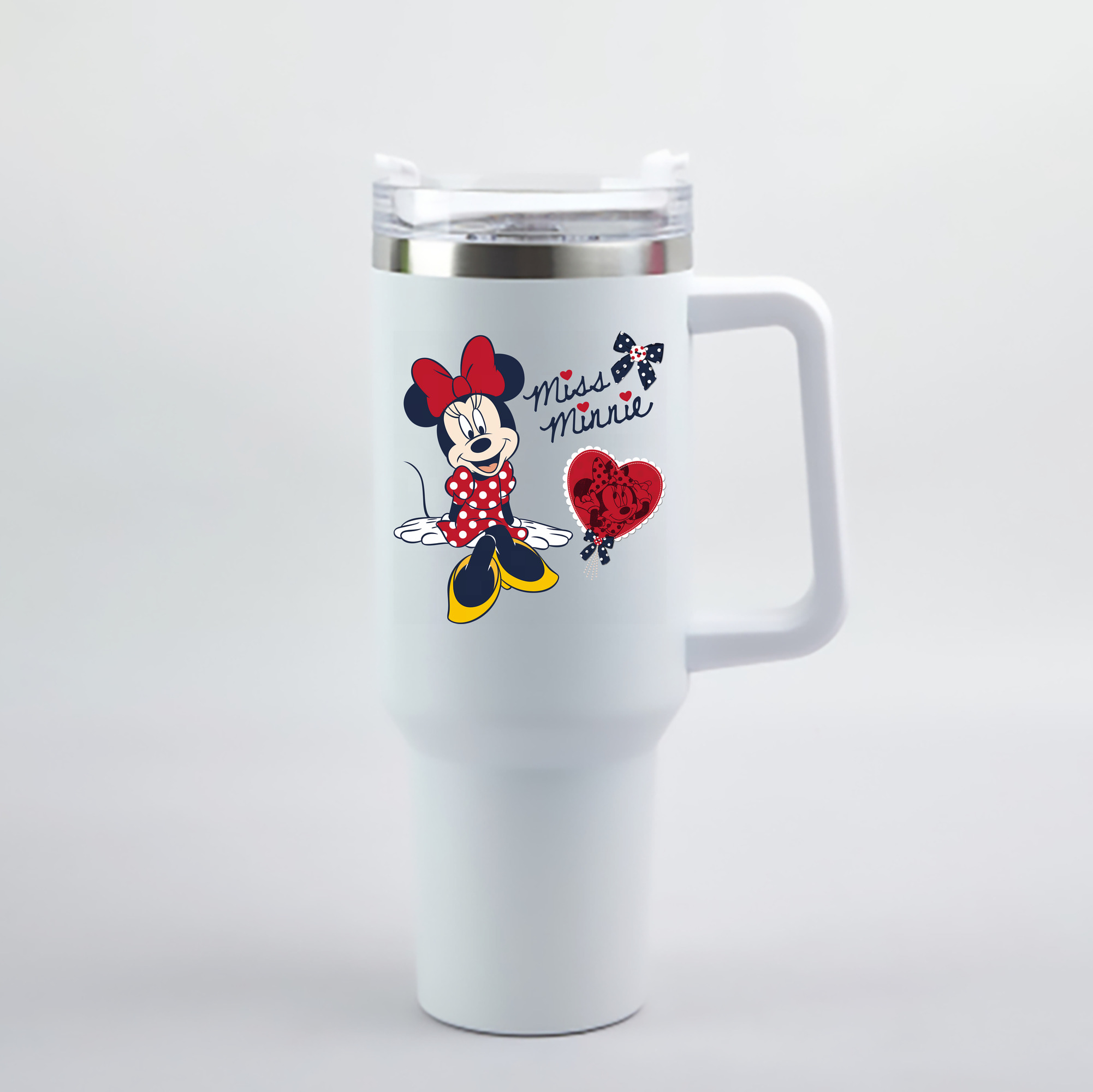 （画像用） ミッキーマウス Mickey Mouse 1200mL車用タンブラー - クリスタルステッカー（プラスチックストロー付き）