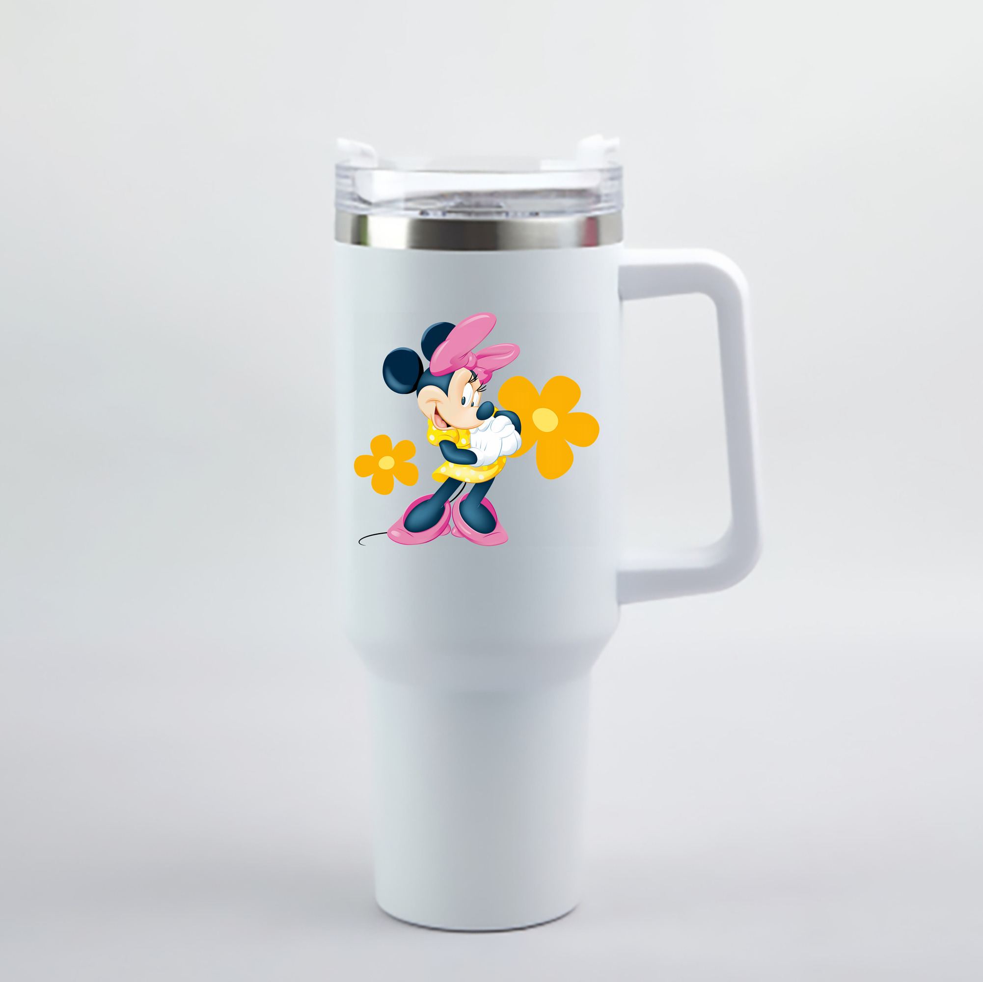 （画像用） ミッキーマウス Mickey Mouse 1200mL車用タンブラー - クリスタルステッカー（プラスチックストロー付き）
