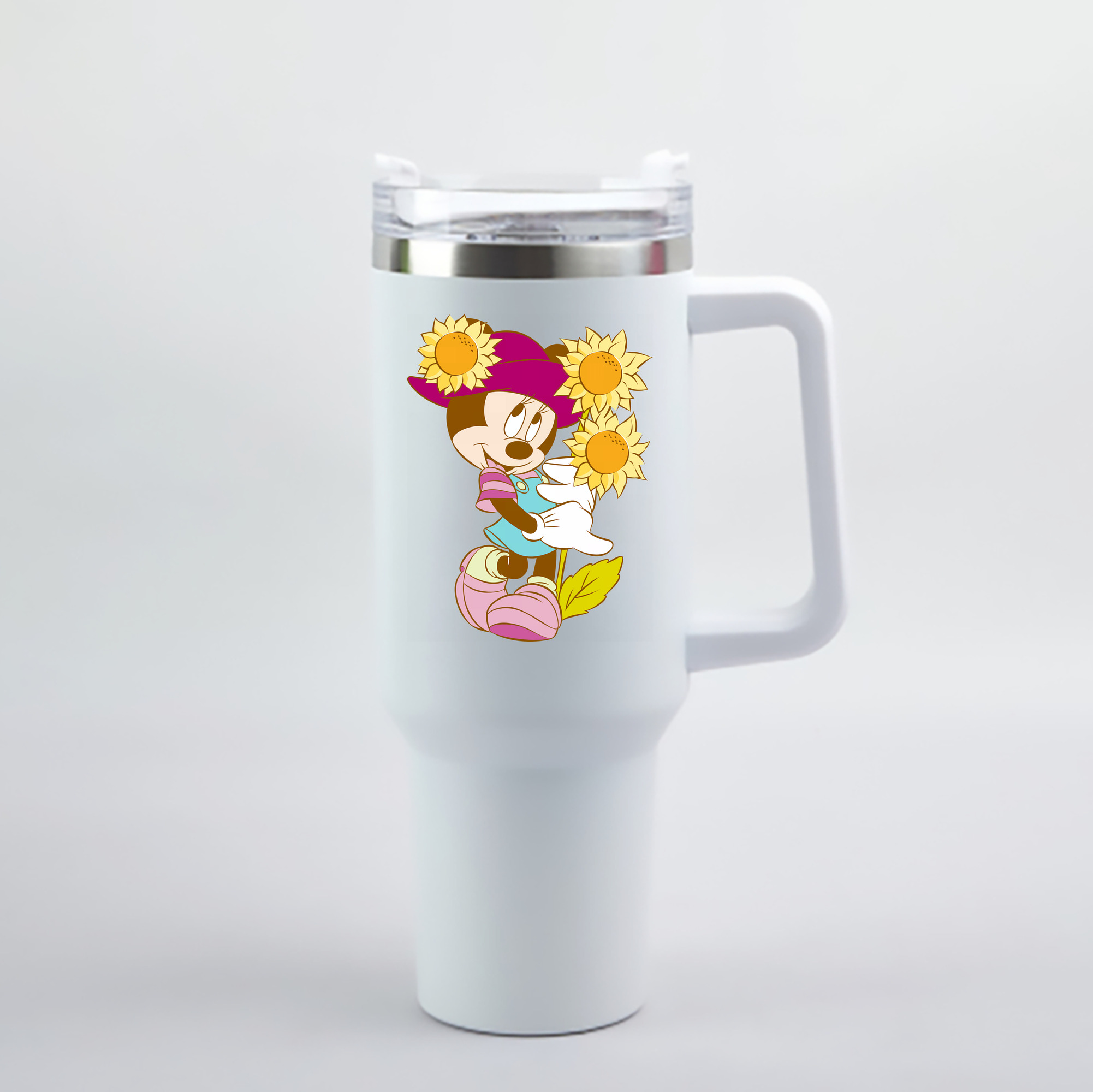 （画像用） ミッキーマウス Mickey Mouse 1200mL車用タンブラー - クリスタルステッカー（プラスチックストロー付き）