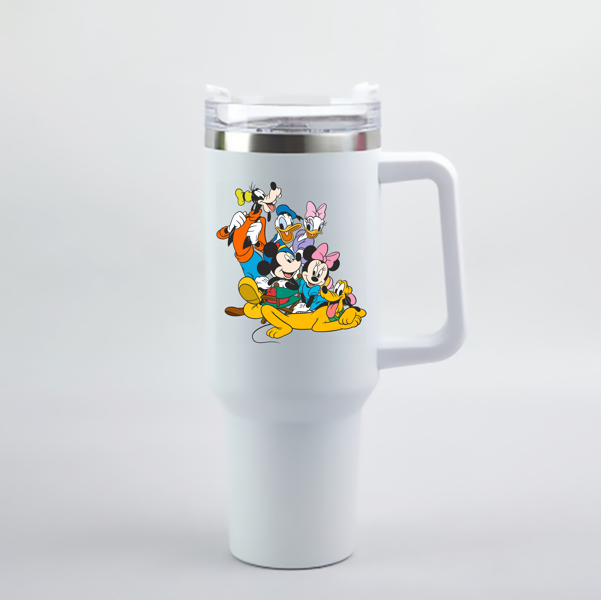 （画像用） ミッキーマウス Mickey Mouse 1200mL車用タンブラー - クリスタルステッカー（プラスチックストロー付き）