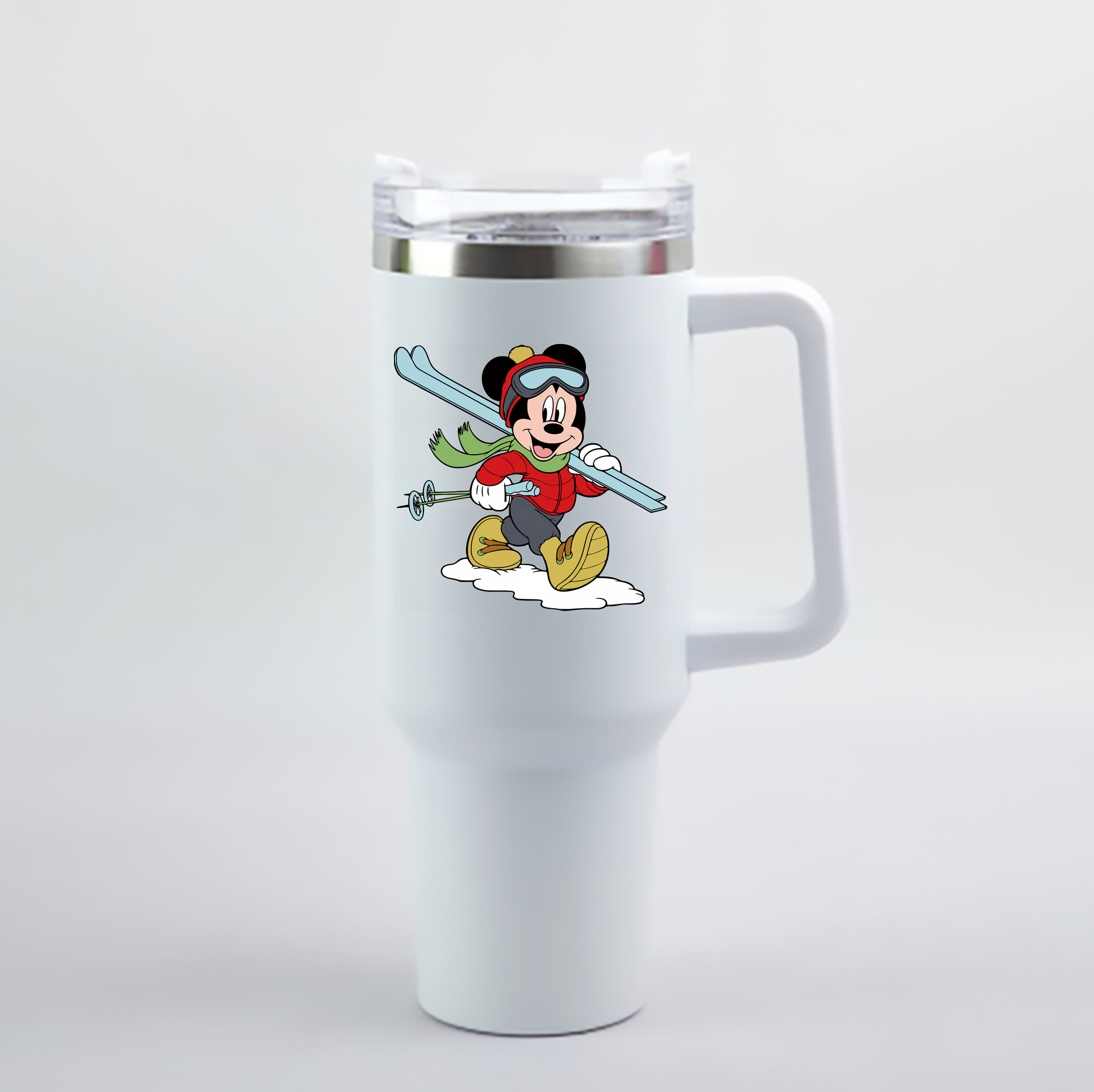 （画像用） ミッキーマウス Mickey Mouse 1200mL車用タンブラー - クリスタルステッカー（プラスチックストロー付き）