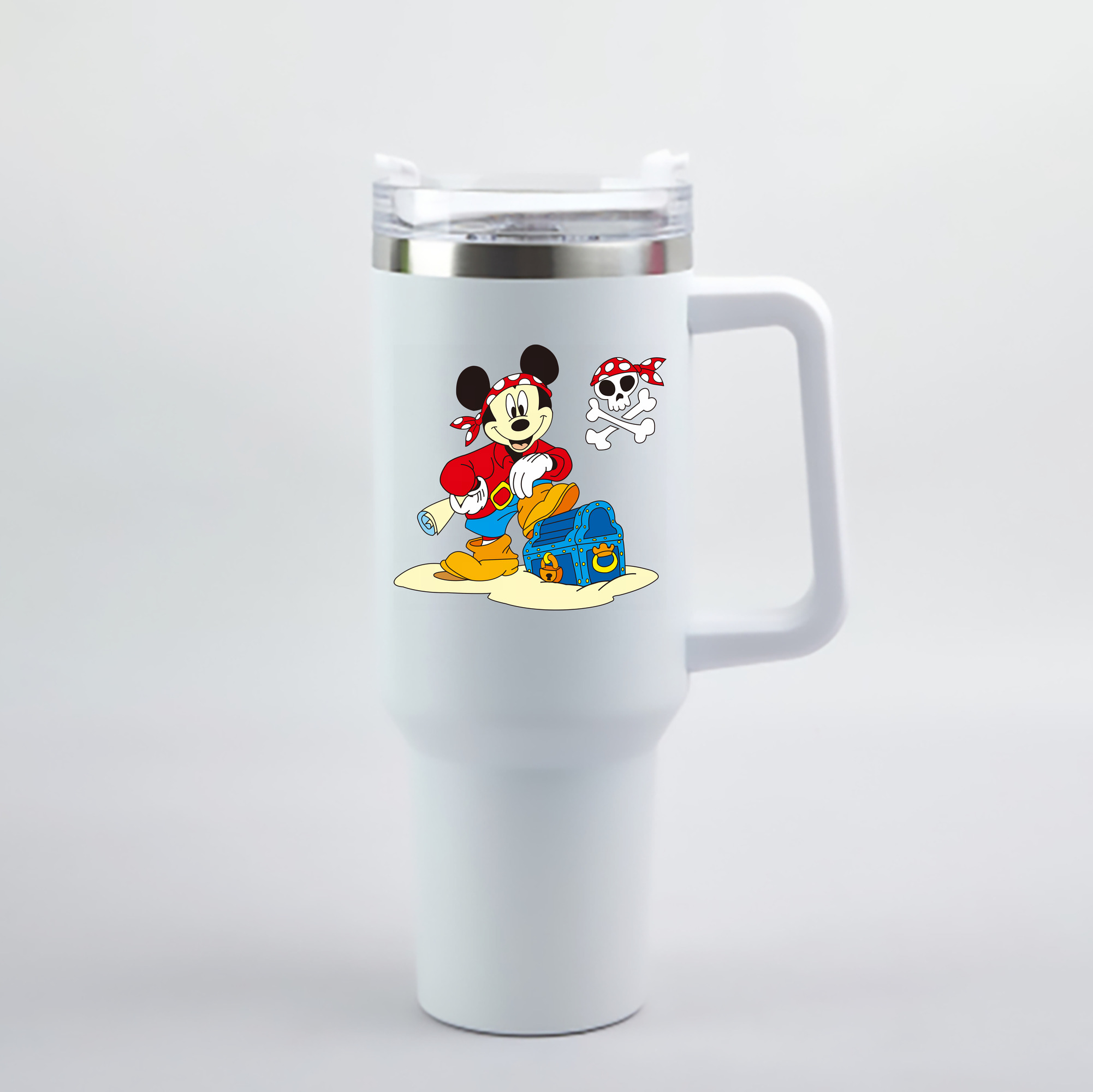 （画像用） ミッキーマウス Mickey Mouse 1200mL車用タンブラー - クリスタルステッカー（プラスチックストロー付き）