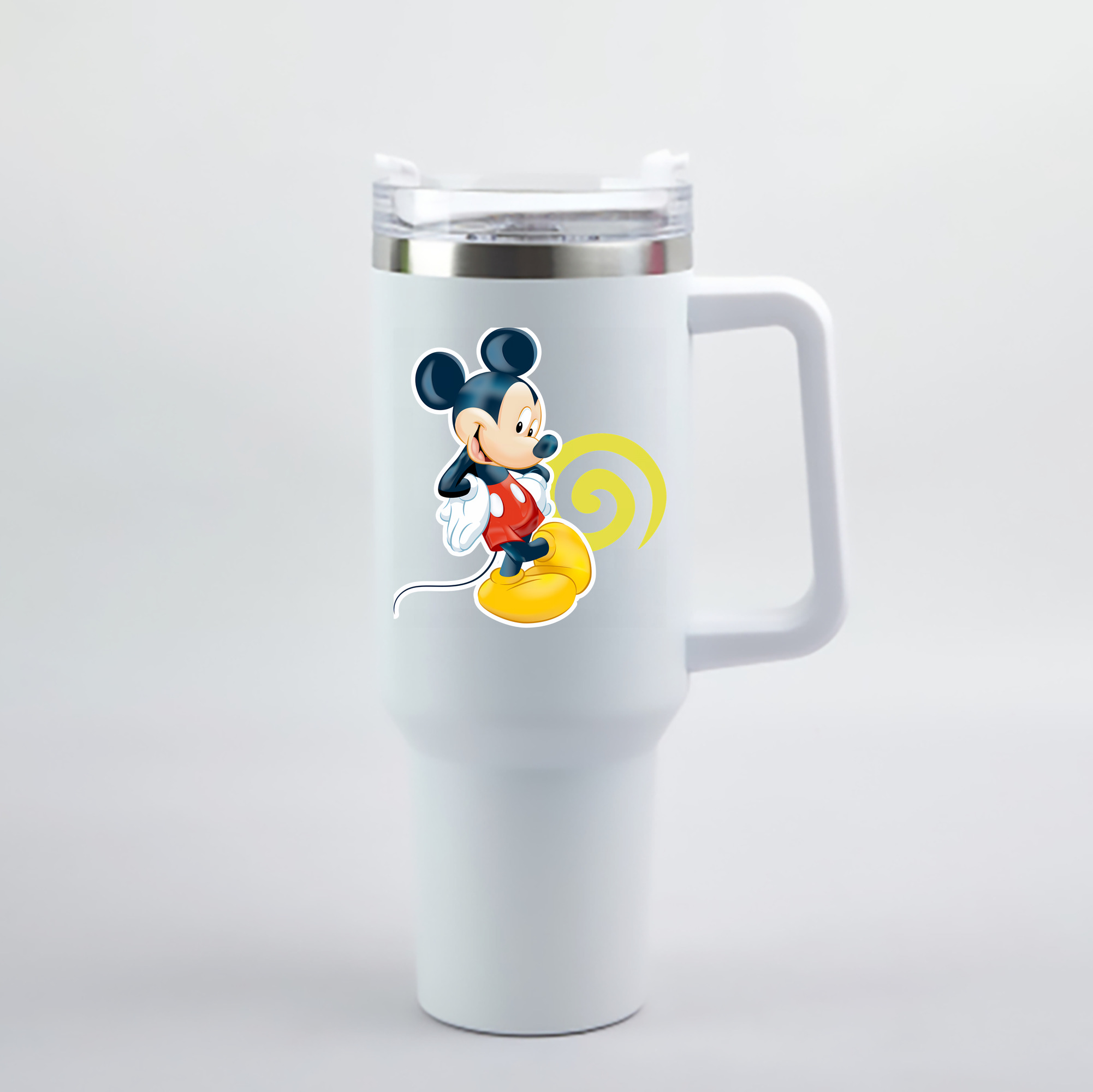 （画像用） ミッキーマウス Mickey Mouse 1200mL車用タンブラー - クリスタルステッカー（プラスチックストロー付き）