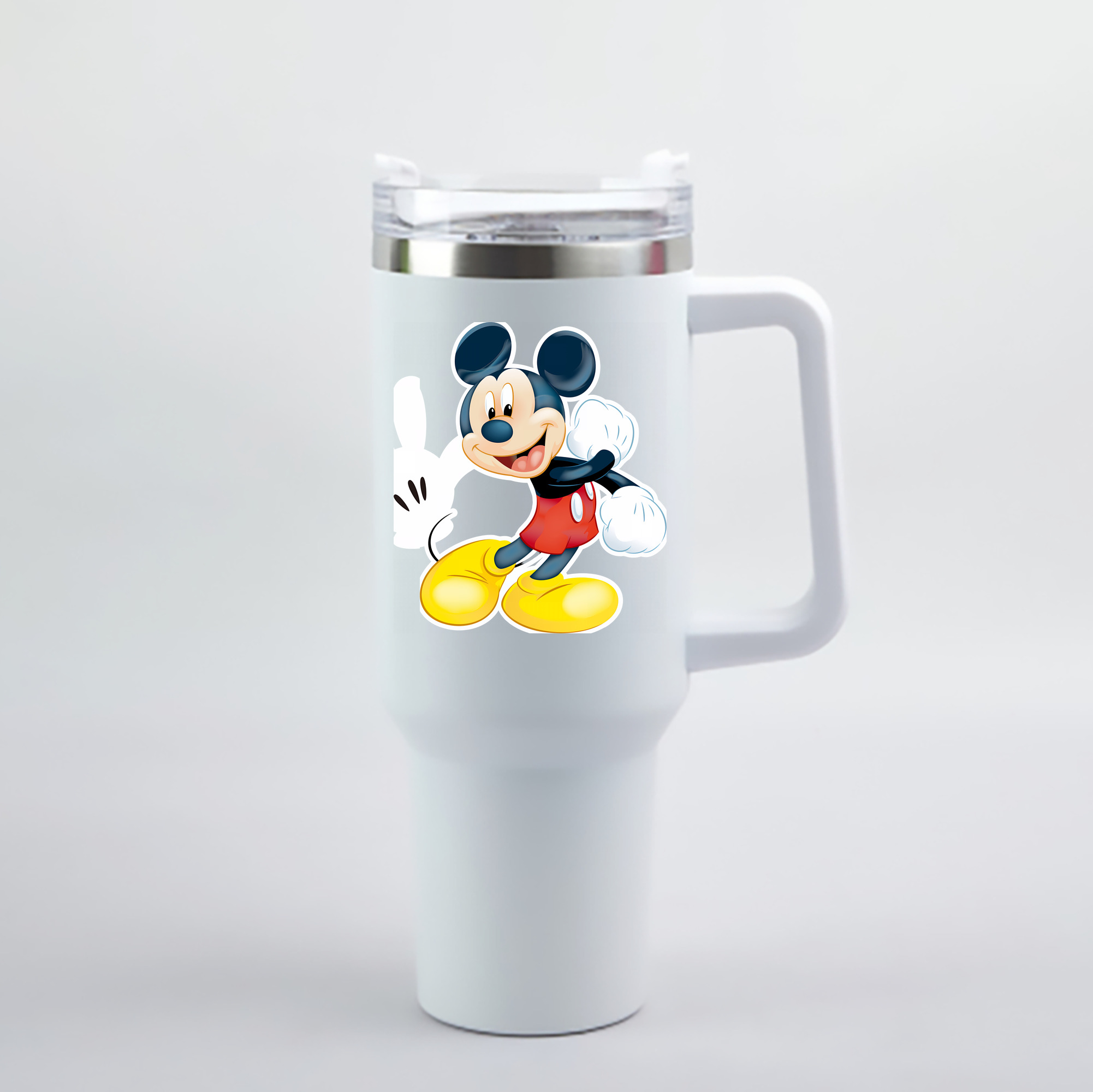 （画像用） ミッキーマウス Mickey Mouse 1200mL車用タンブラー - クリスタルステッカー（プラスチックストロー付き）