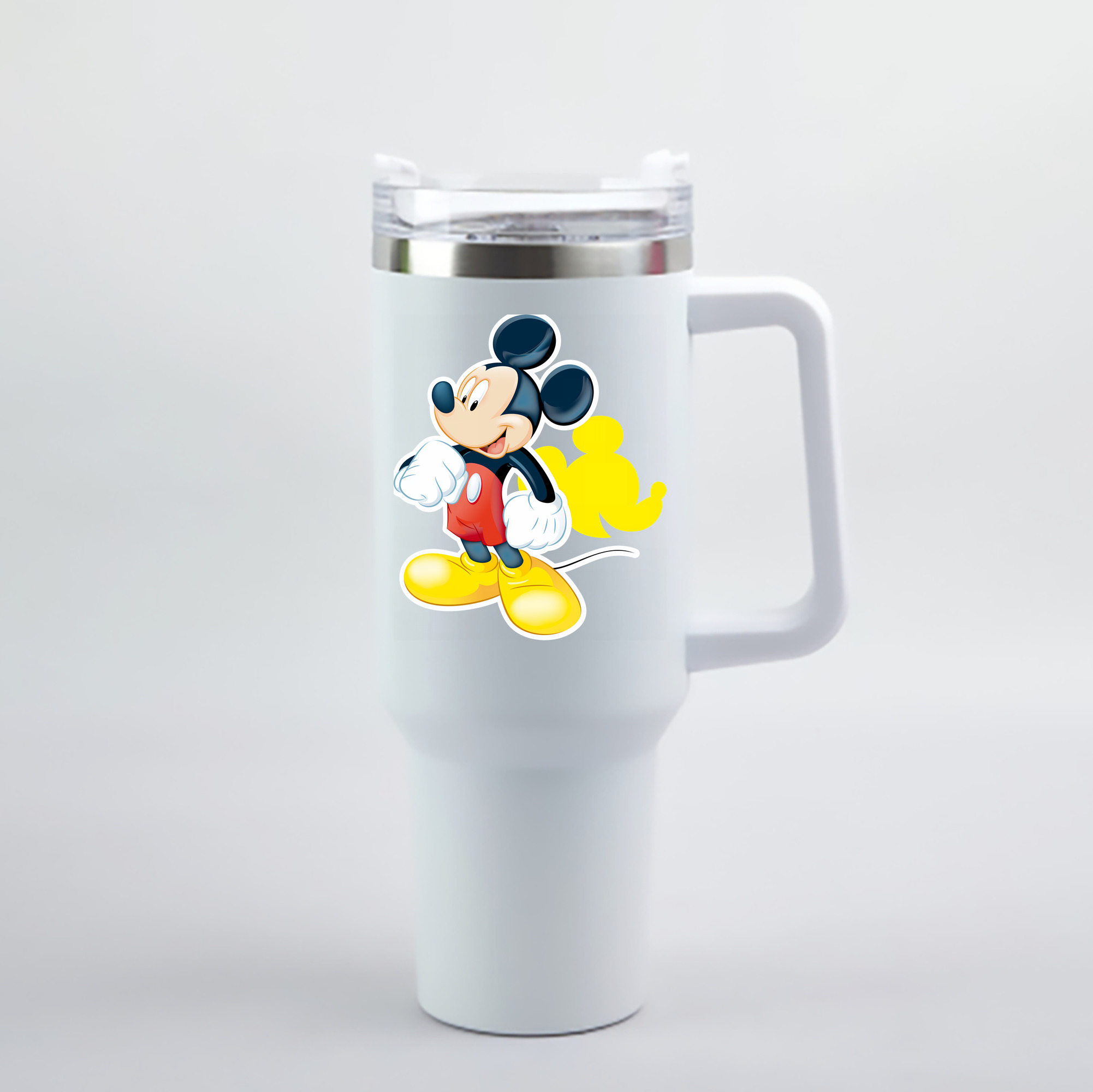 （画像用） ミッキーマウス Mickey Mouse 1200mL車用タンブラー - クリスタルステッカー（プラスチックストロー付き）