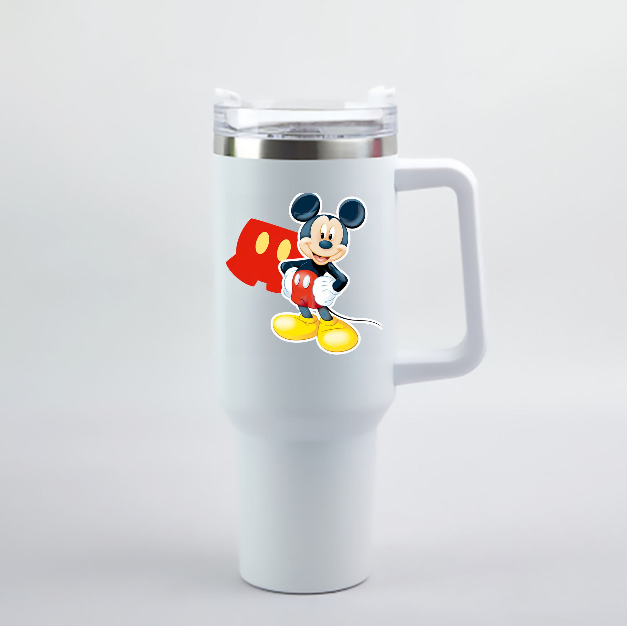 （画像用） ミッキーマウス Mickey Mouse 1200mL車用タンブラー - クリスタルステッカー（プラスチックストロー付き）