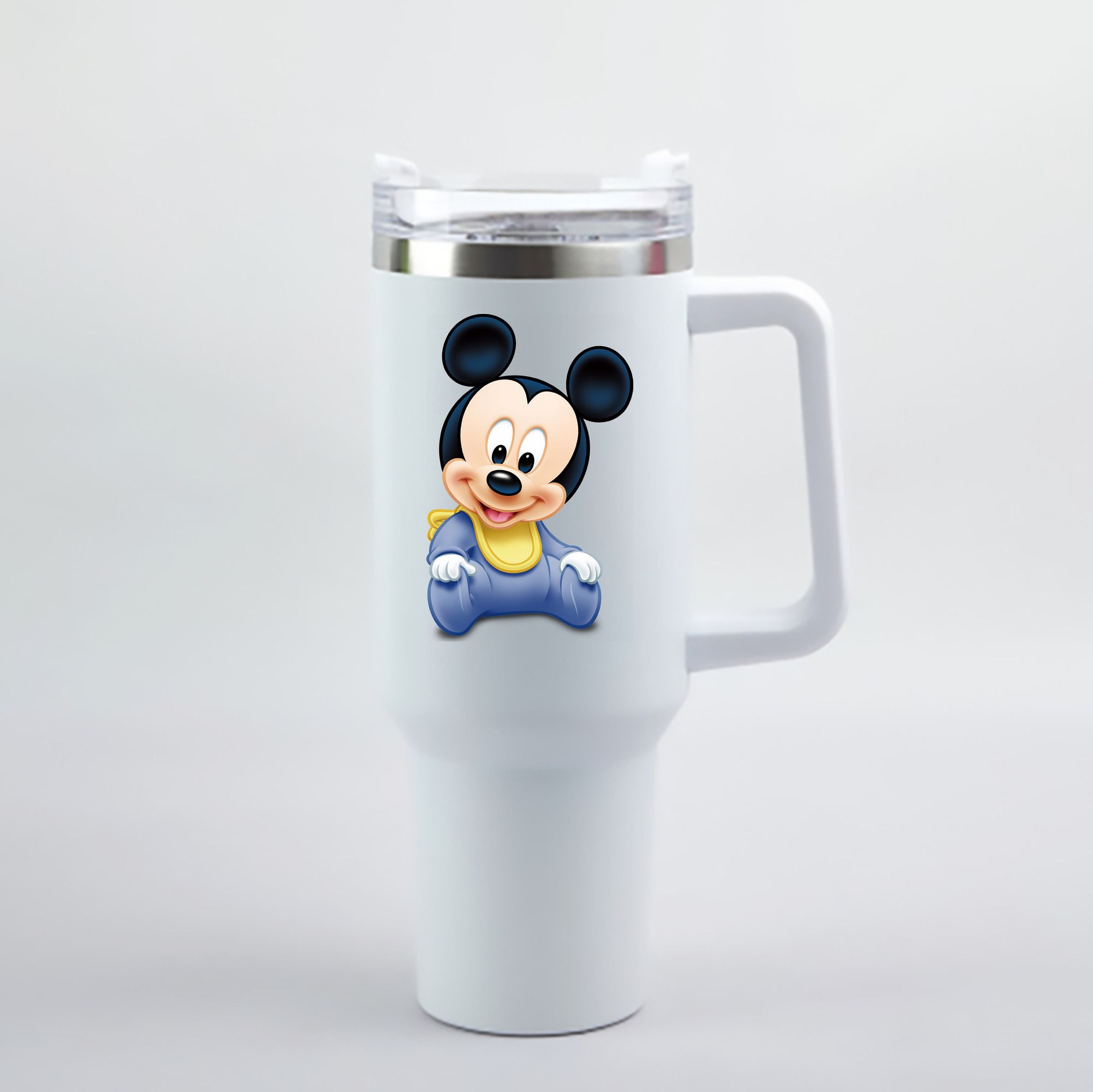 （画像用） ミッキーマウス Mickey Mouse 1200mL車用タンブラー - クリスタルステッカー（プラスチックストロー付き）