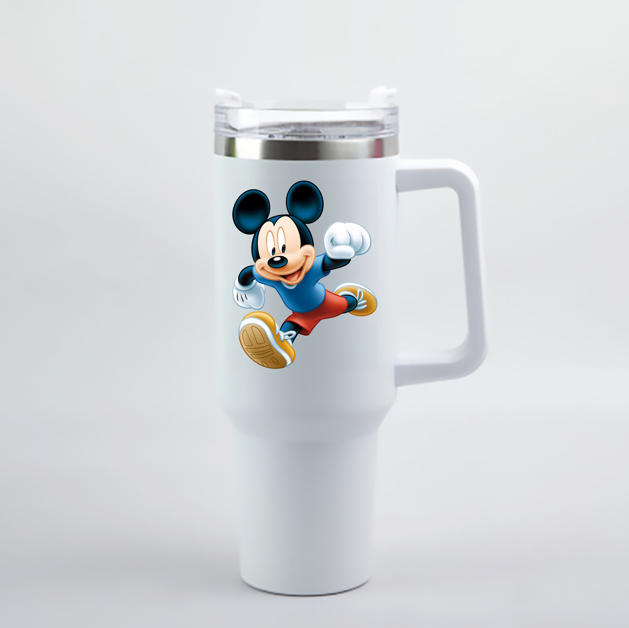 （画像用） ミッキーマウス Mickey Mouse 1200mL車用タンブラー - クリスタルステッカー（プラスチックストロー付き）