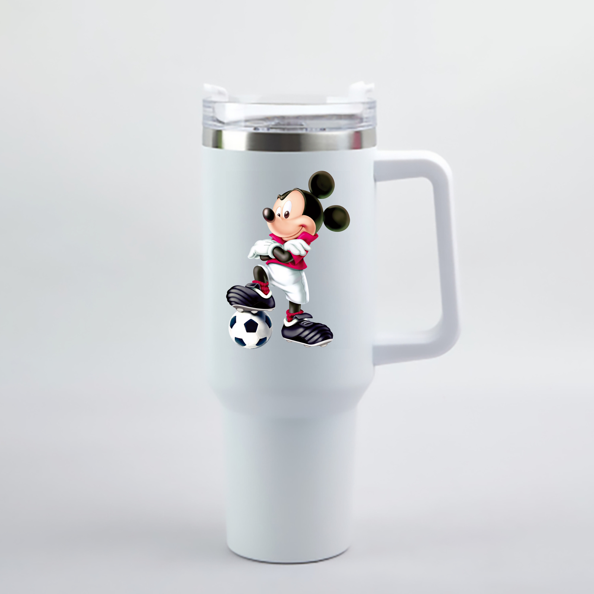 （画像用） ミッキーマウス Mickey Mouse 1200mL車用タンブラー - クリスタルステッカー（プラスチックストロー付き）