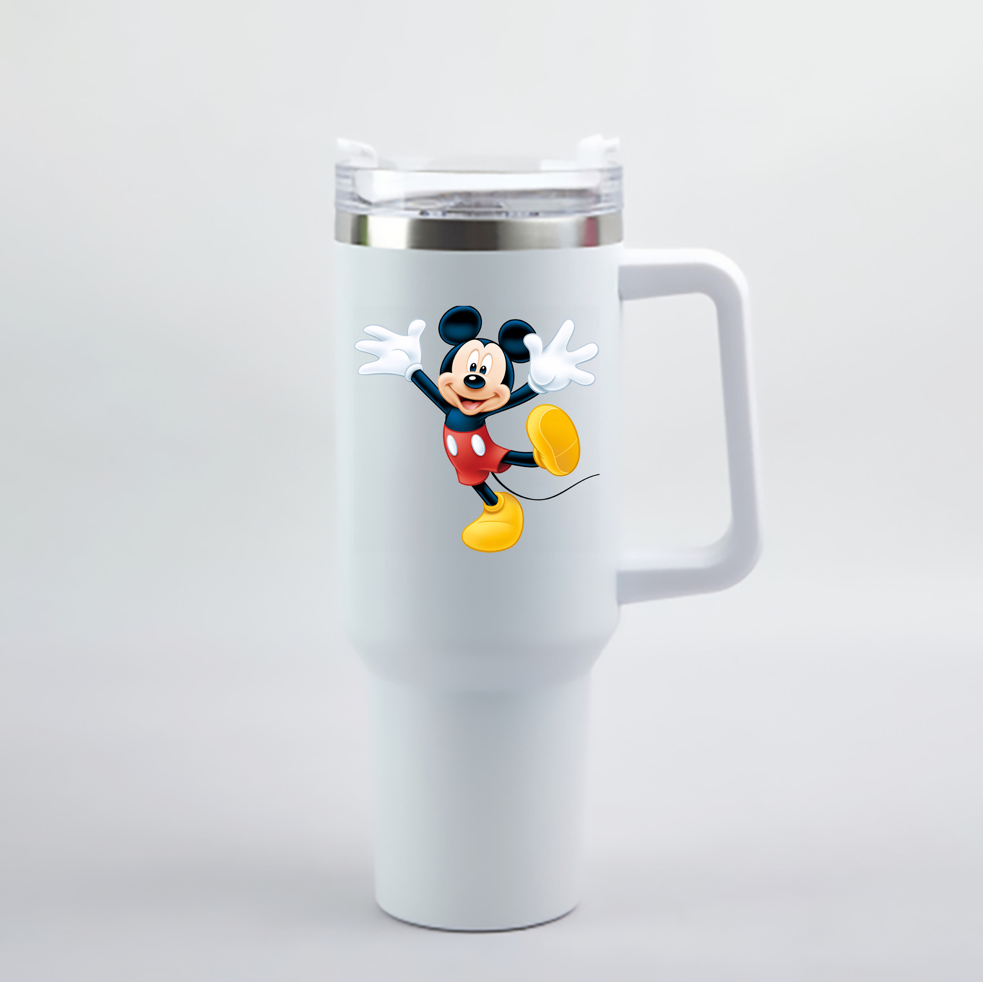 （画像用） ミッキーマウス Mickey Mouse 1200mL車用タンブラー - クリスタルステッカー（プラスチックストロー付き）