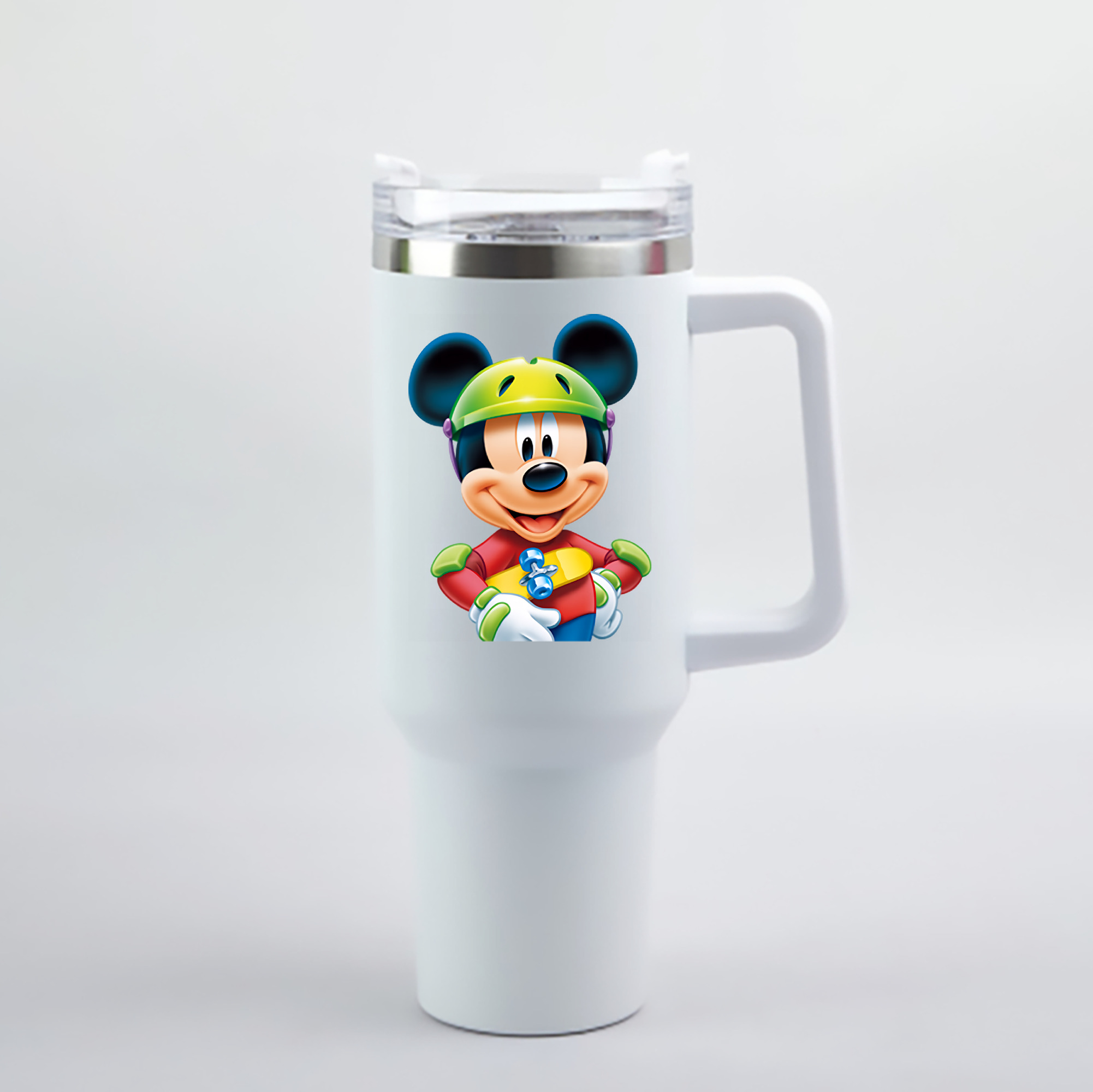 （画像用） ミッキーマウス Mickey Mouse 1200mL車用タンブラー - クリスタルステッカー（プラスチックストロー付き）