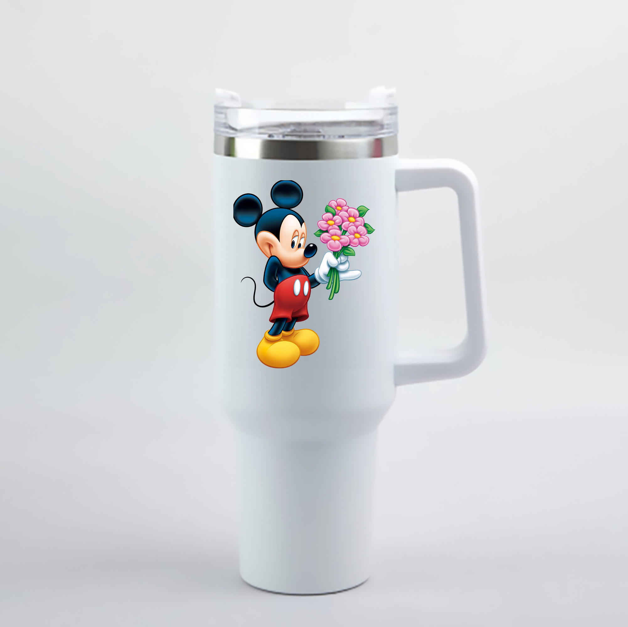 （画像用） ミッキーマウス Mickey Mouse 1200mL車用タンブラー - クリスタルステッカー（プラスチックストロー付き）