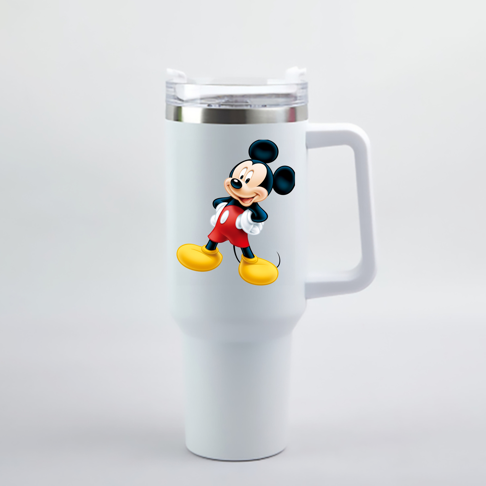 （画像用） ミッキーマウス Mickey Mouse 1200mL車用タンブラー - クリスタルステッカー（プラスチックストロー付き）