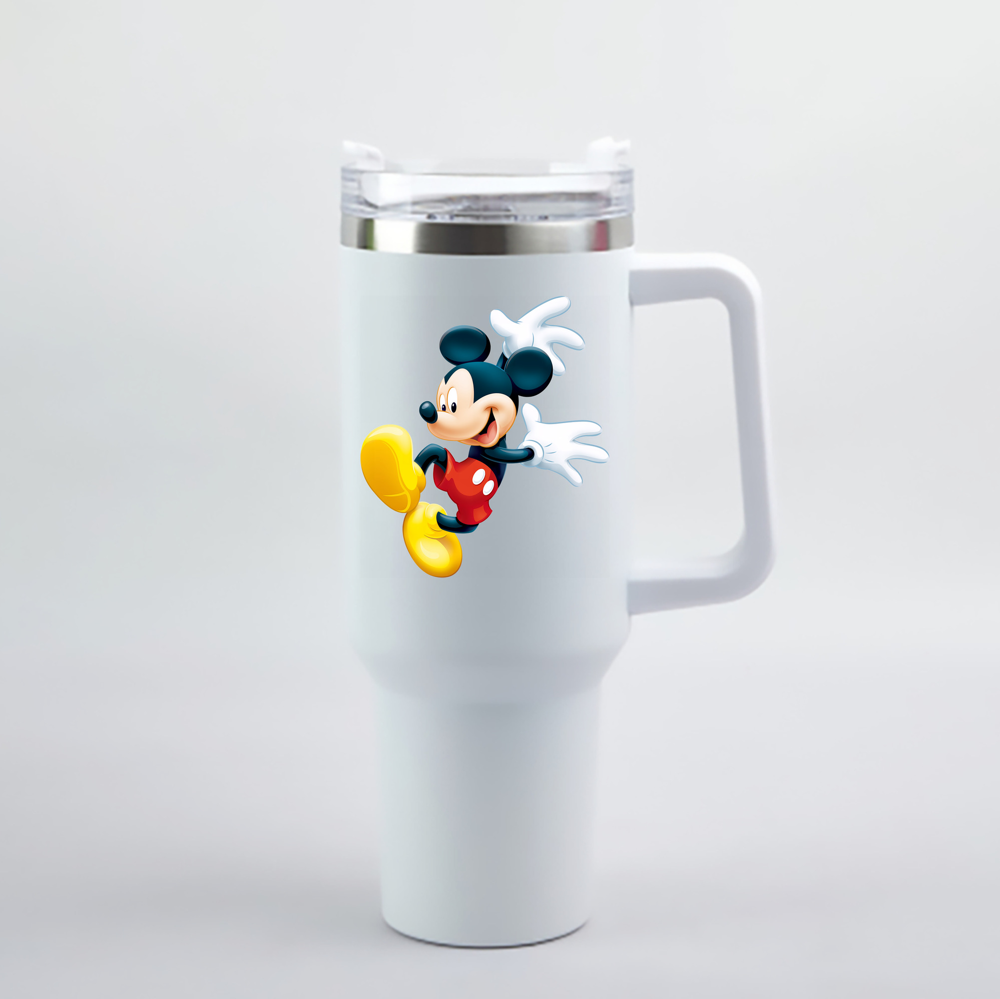 （画像用） ミッキーマウス Mickey Mouse 1200mL車用タンブラー - クリスタルステッカー（プラスチックストロー付き）
