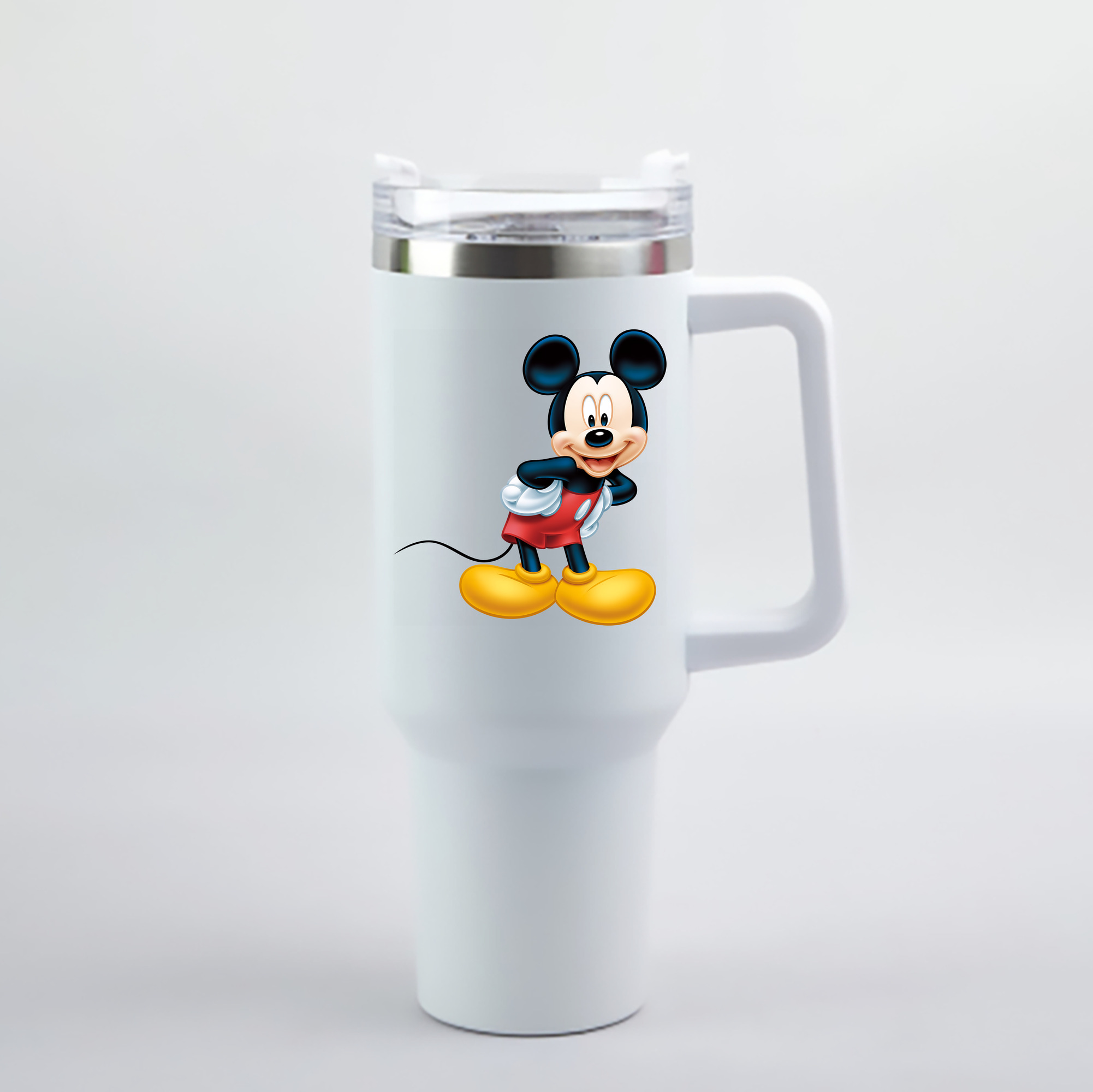 （画像用） ミッキーマウス Mickey Mouse 1200mL車用タンブラー - クリスタルステッカー（プラスチックストロー付き）