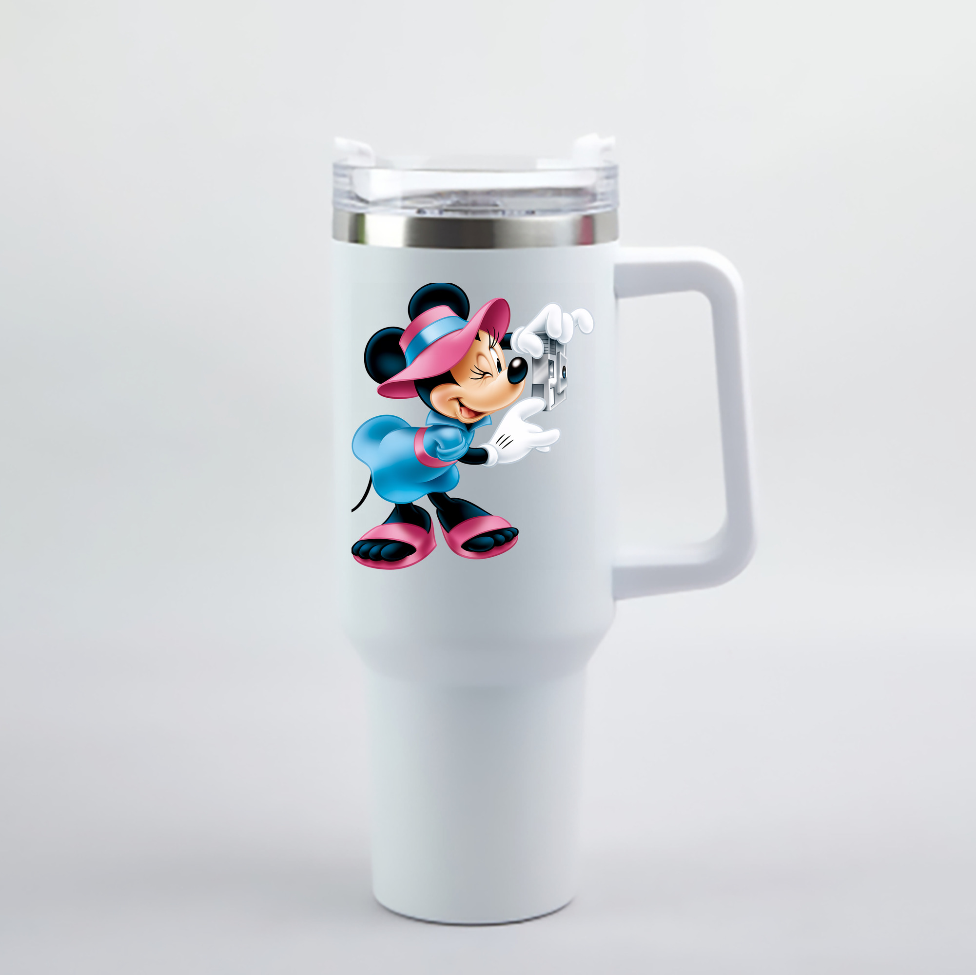 （画像用） ミッキーマウス Mickey Mouse 1200mL車用タンブラー - クリスタルステッカー（プラスチックストロー付き）