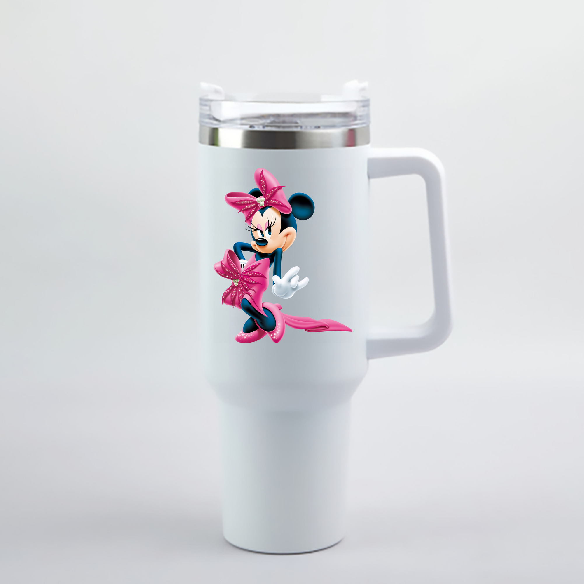 （画像用） ミッキーマウス Mickey Mouse 1200mL車用タンブラー - クリスタルステッカー（プラスチックストロー付き）