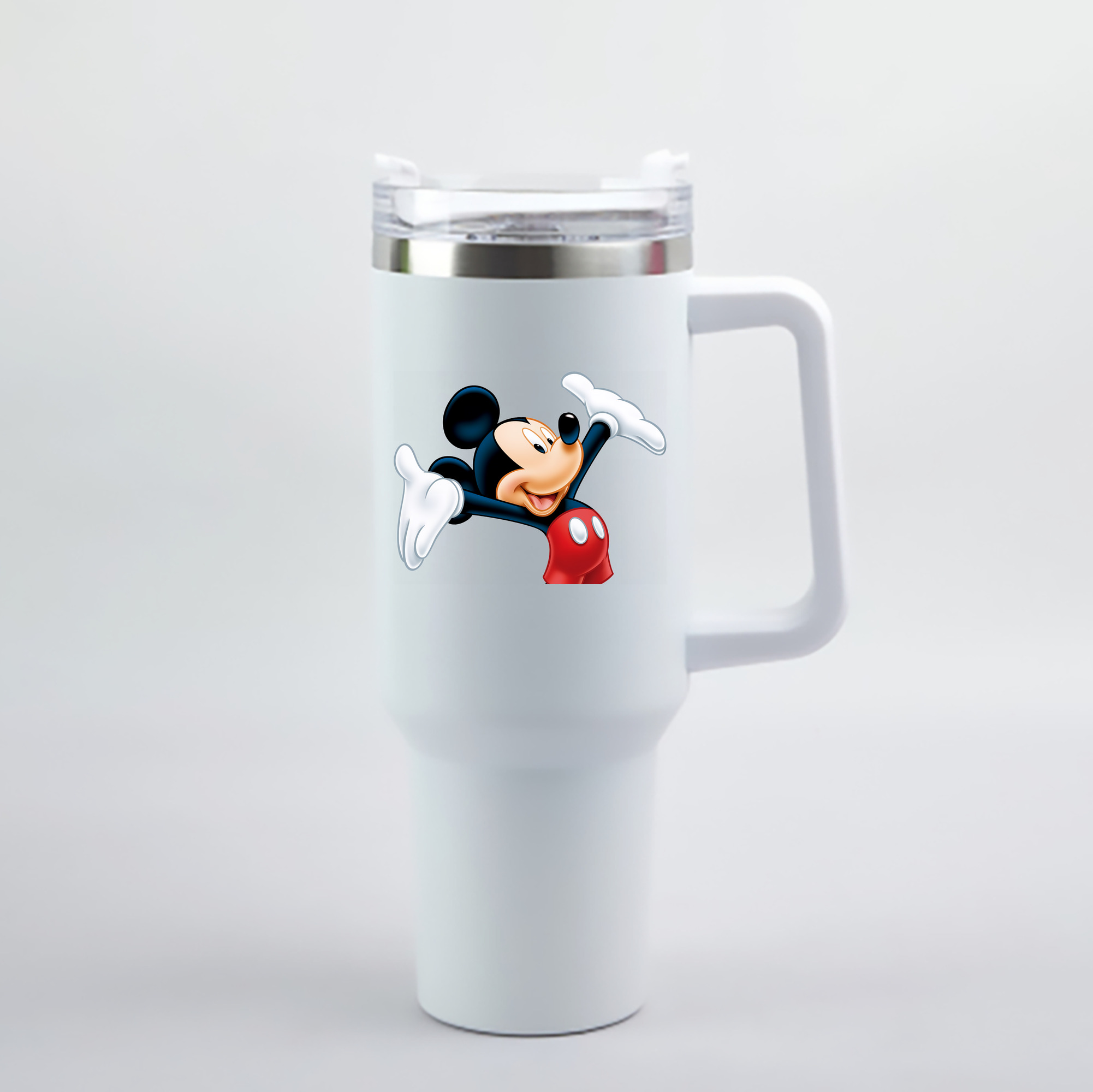 （画像用） ミッキーマウス Mickey Mouse 1200mL車用タンブラー - クリスタルステッカー（プラスチックストロー付き）