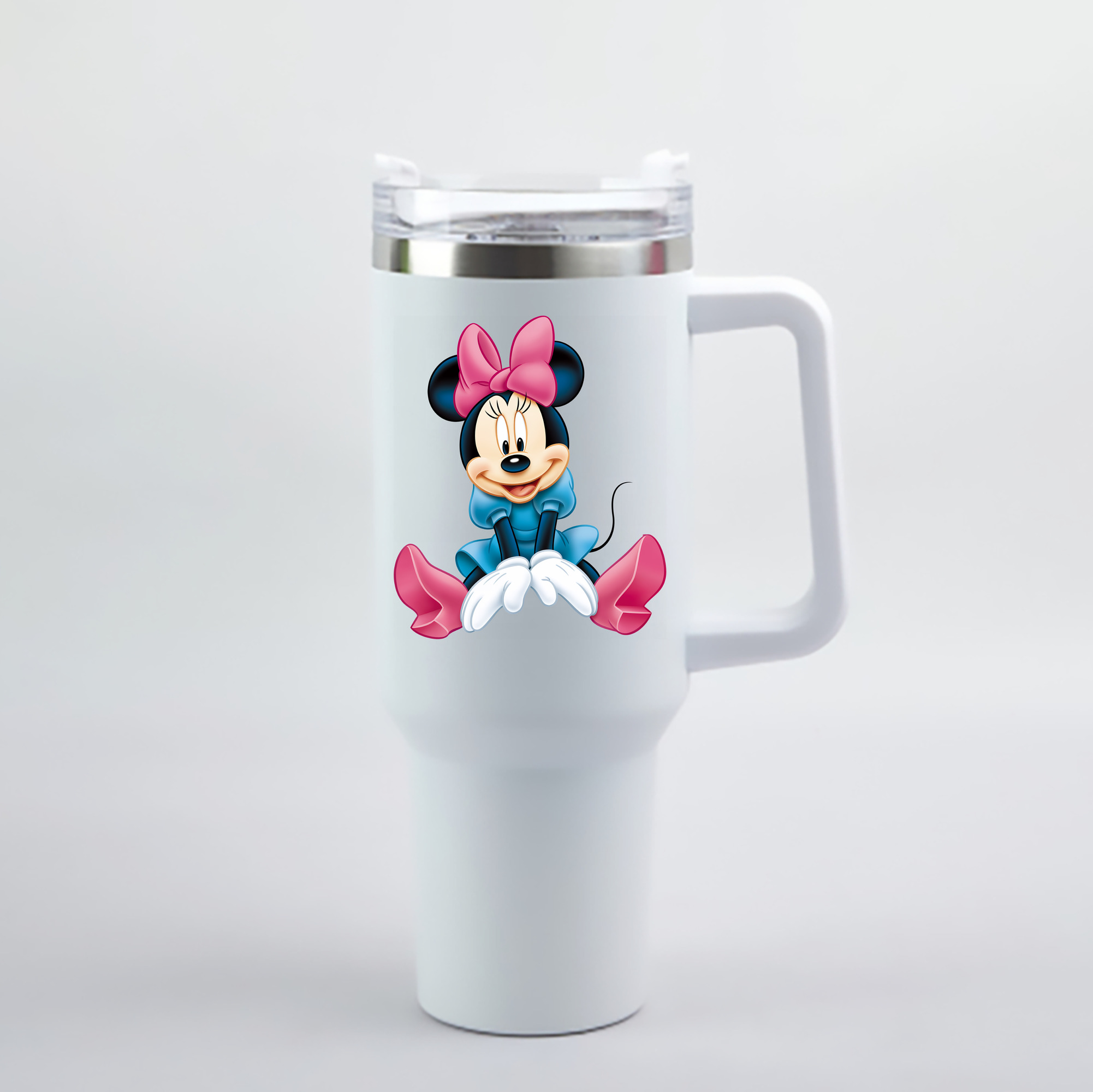（画像用） ミッキーマウス Mickey Mouse 1200mL車用タンブラー - クリスタルステッカー（プラスチックストロー付き）