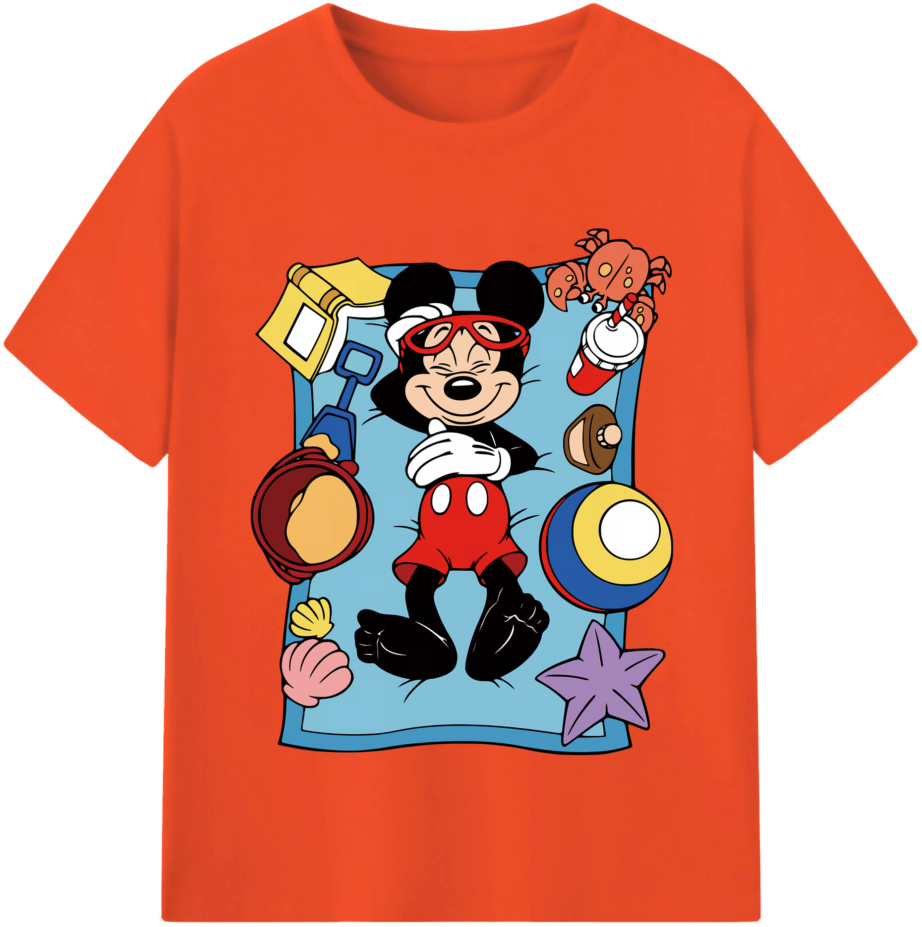 （画像用） ミッキーマウス Mickey Mouse 綿100％半袖Tシャツ（フロントプリント）
