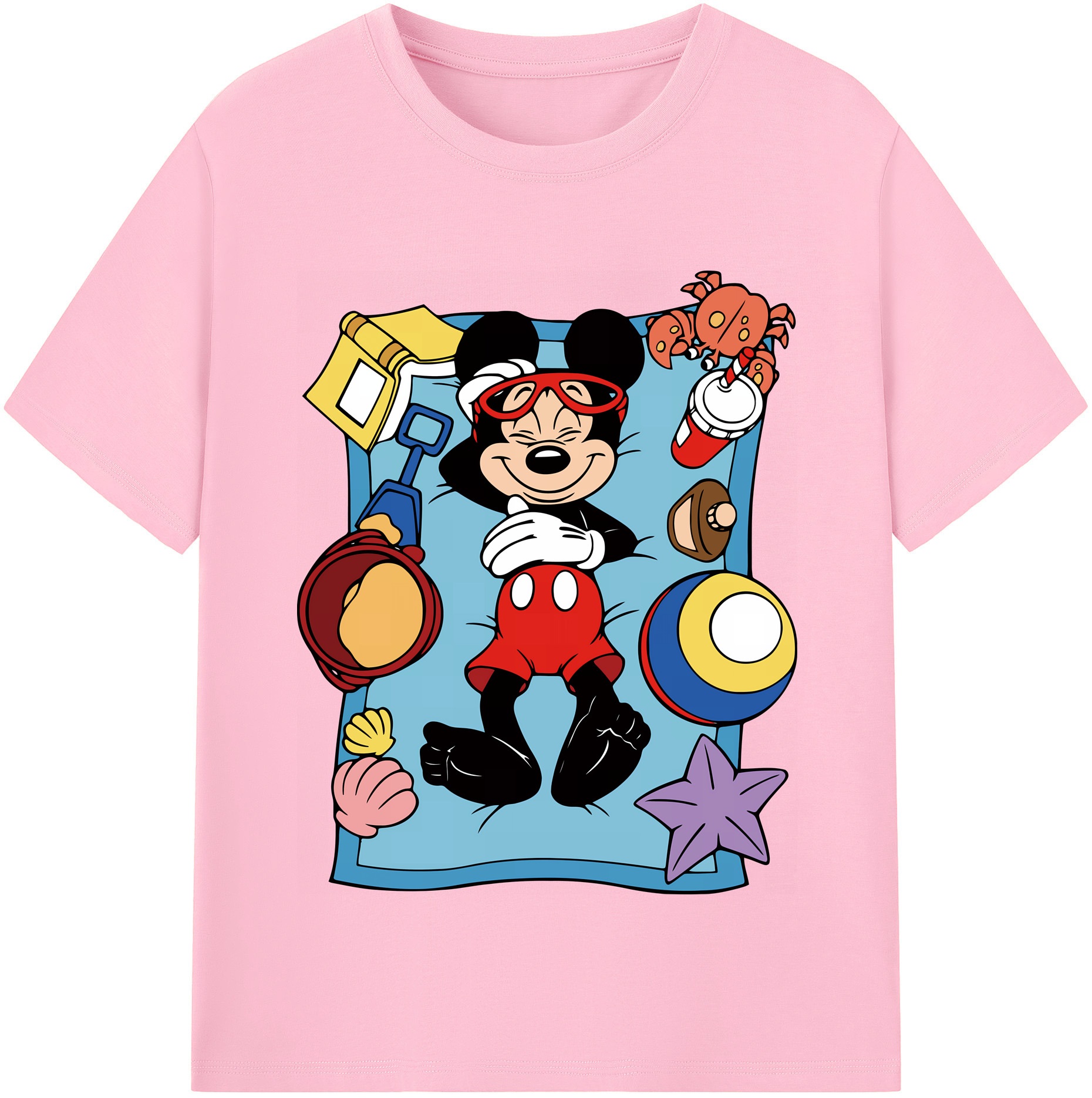 （画像用） ミッキーマウス Mickey Mouse 綿100％半袖Tシャツ（フロントプリント）