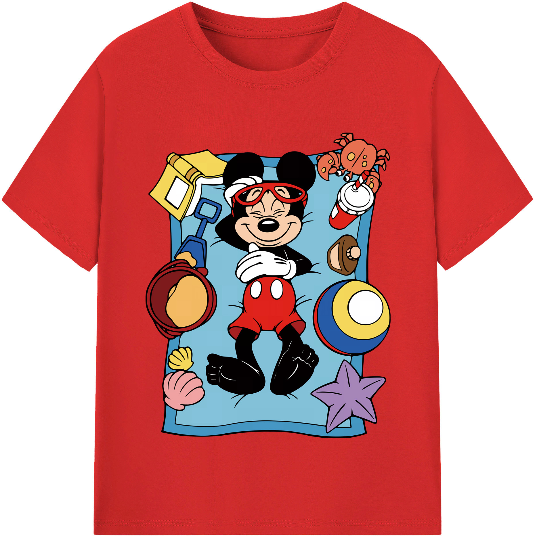 （画像用） ミッキーマウス Mickey Mouse 綿100％半袖Tシャツ（フロントプリント）