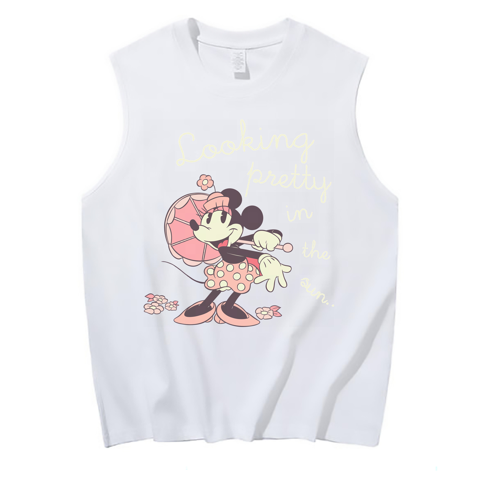 （画像用） ミッキーマウス Mickey Mouse コットン100％タンクトップ（フロントプリント）