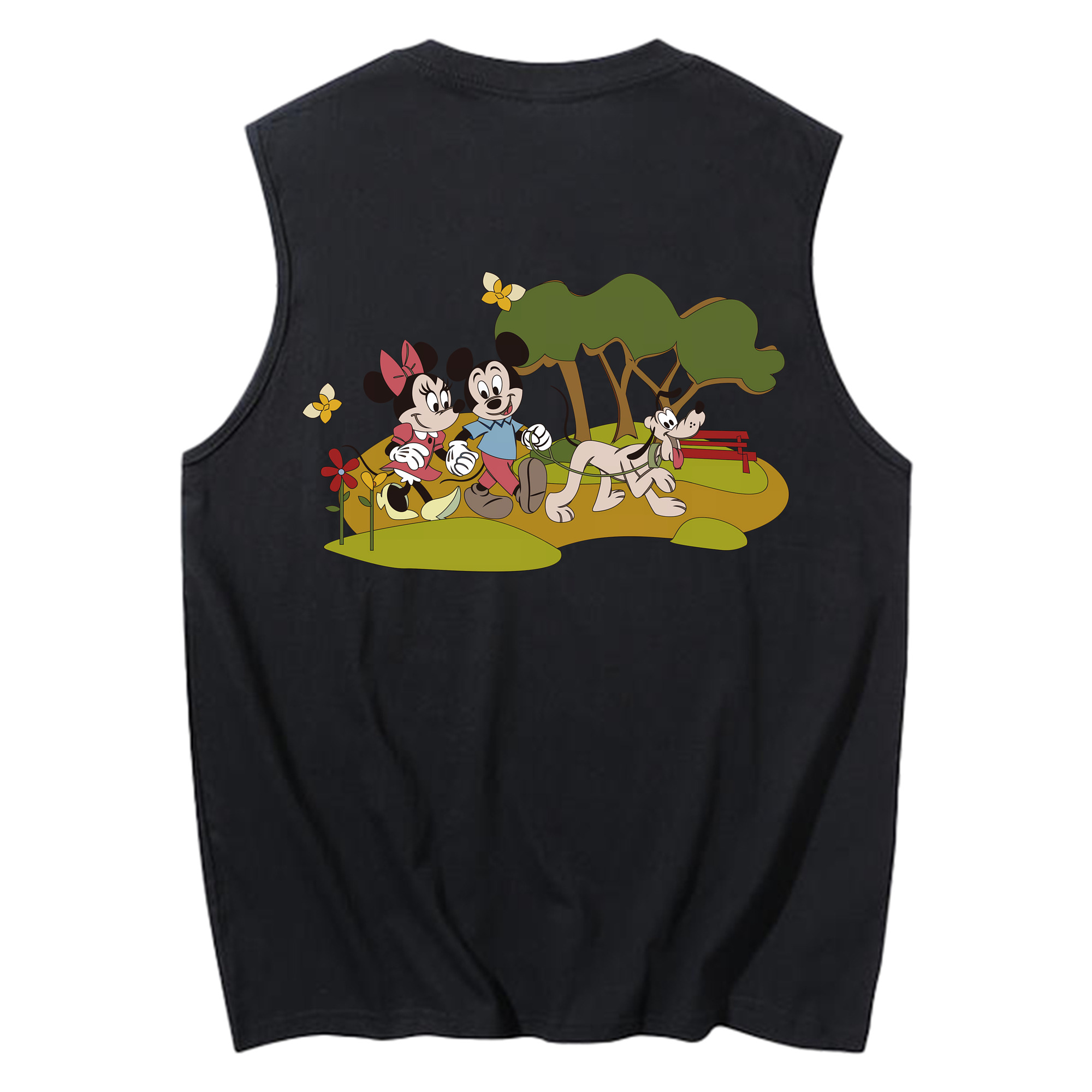 ミッキーマウス Mickey Mouse コットン100％タンクトップ（背面プリント）