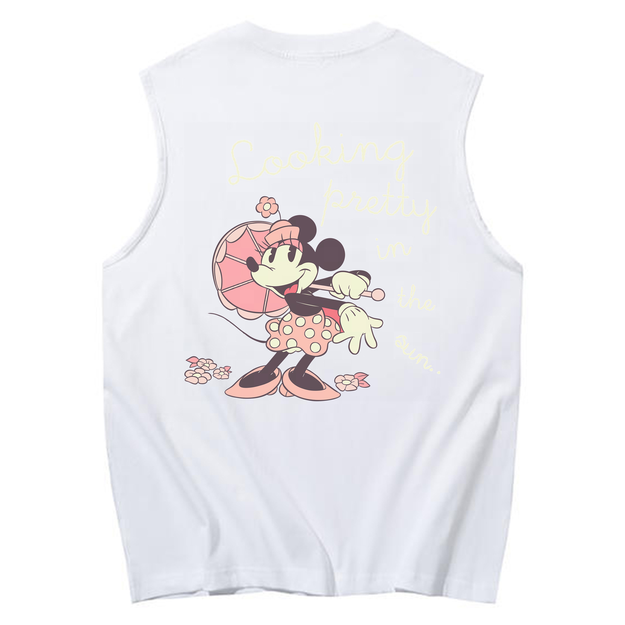 ミッキーマウス Mickey Mouse コットン100％タンクトップ（背面プリント）