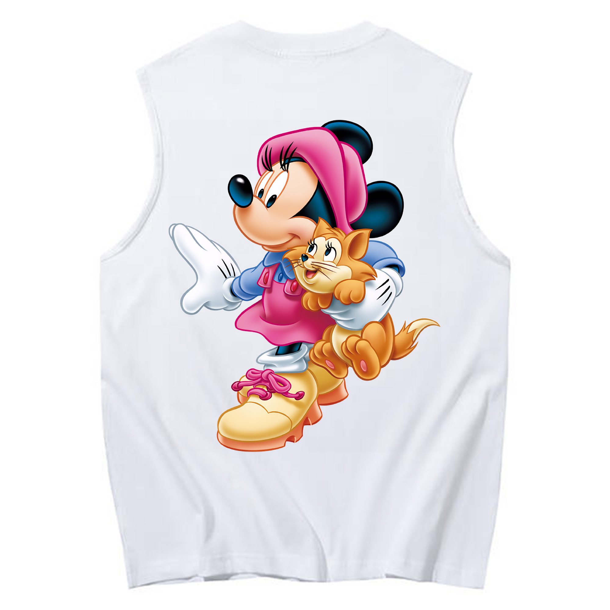 ミッキーマウス Mickey Mouse コットン100％タンクトップ（背面プリント）