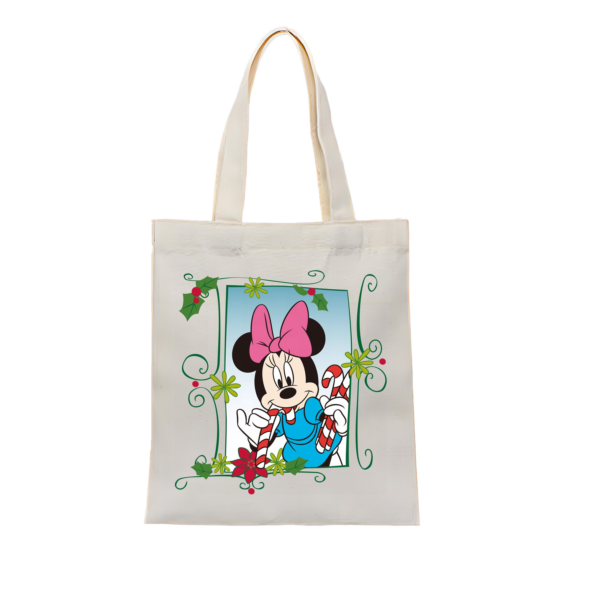 （画像用） ミッキーマウス Mickey Mouse 縦型キャンバス生地手提げバッグ　トートバッグ