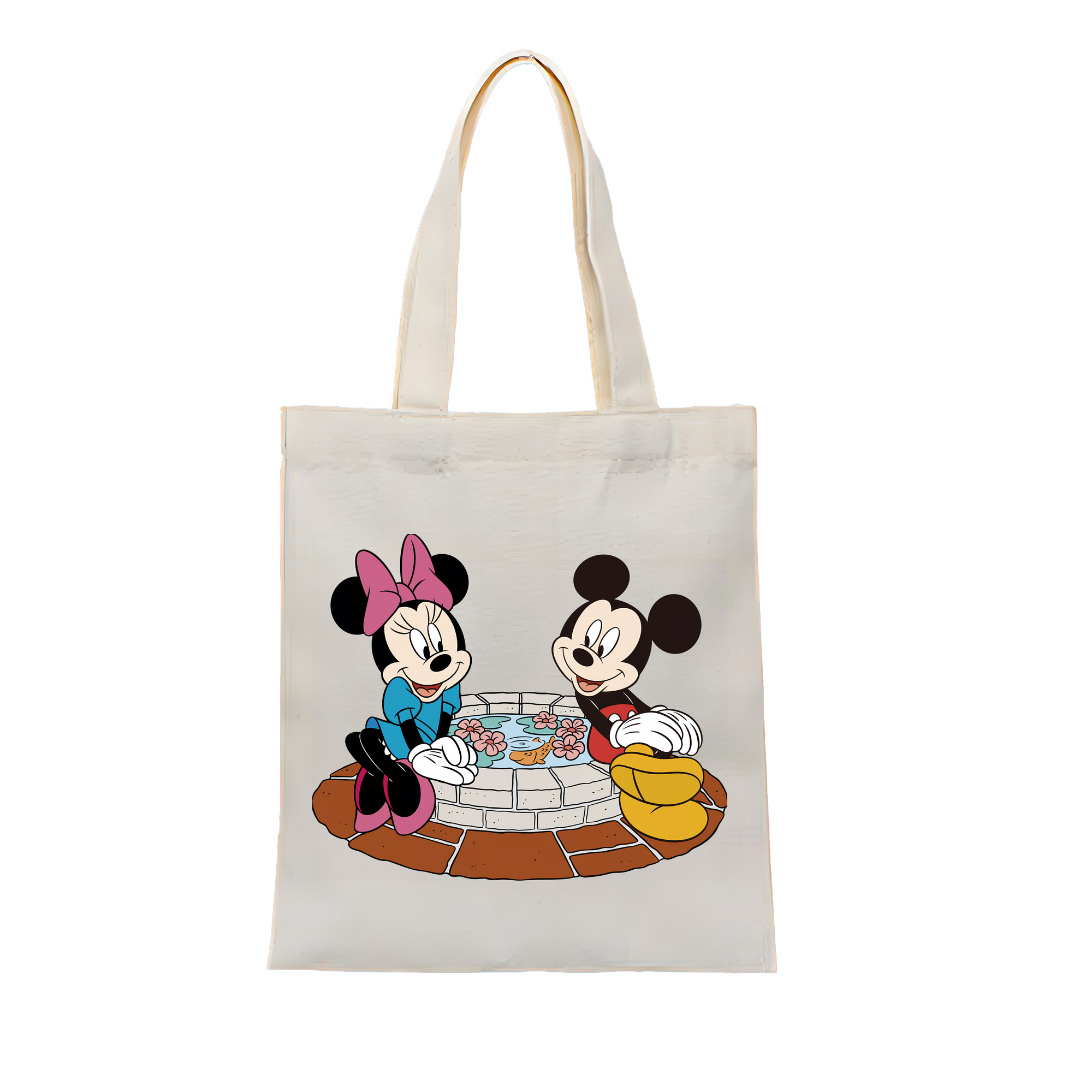 （画像用） ミッキーマウス Mickey Mouse 縦型キャンバス生地手提げバッグ　トートバッグ