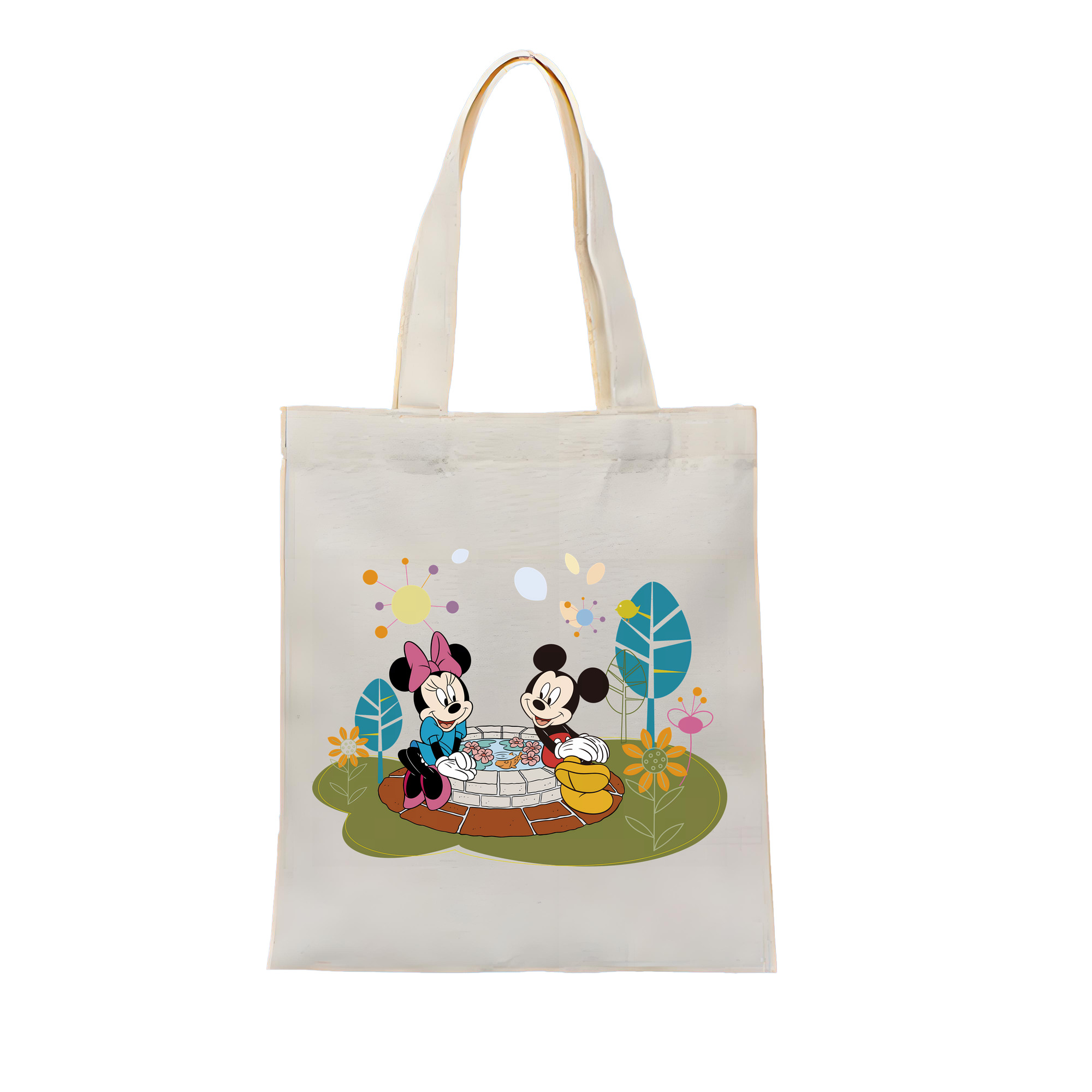 （画像用） ミッキーマウス Mickey Mouse 縦型キャンバス生地手提げバッグ　トートバッグ