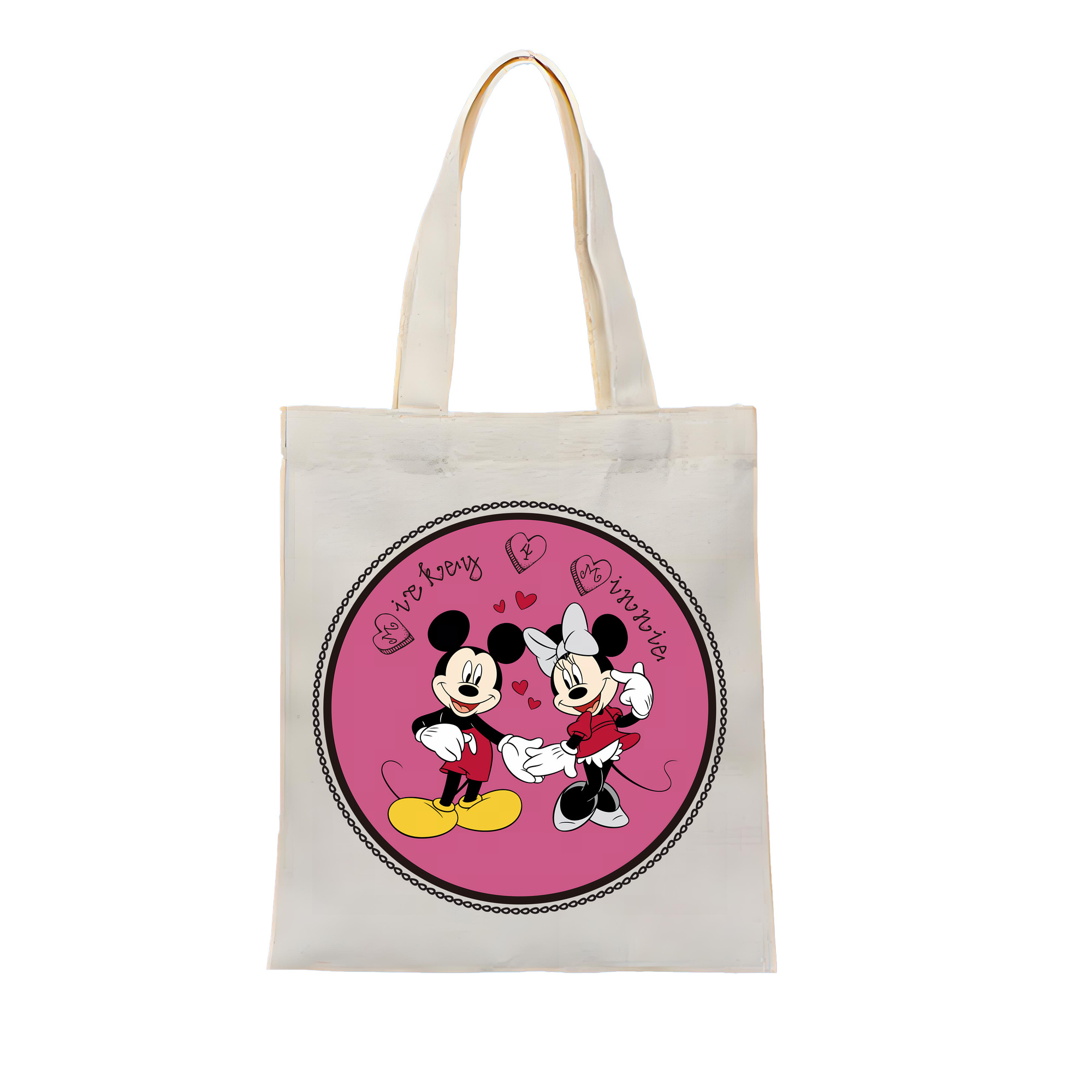 （画像用） ミッキーマウス Mickey Mouse 縦型キャンバス生地手提げバッグ　トートバッグ