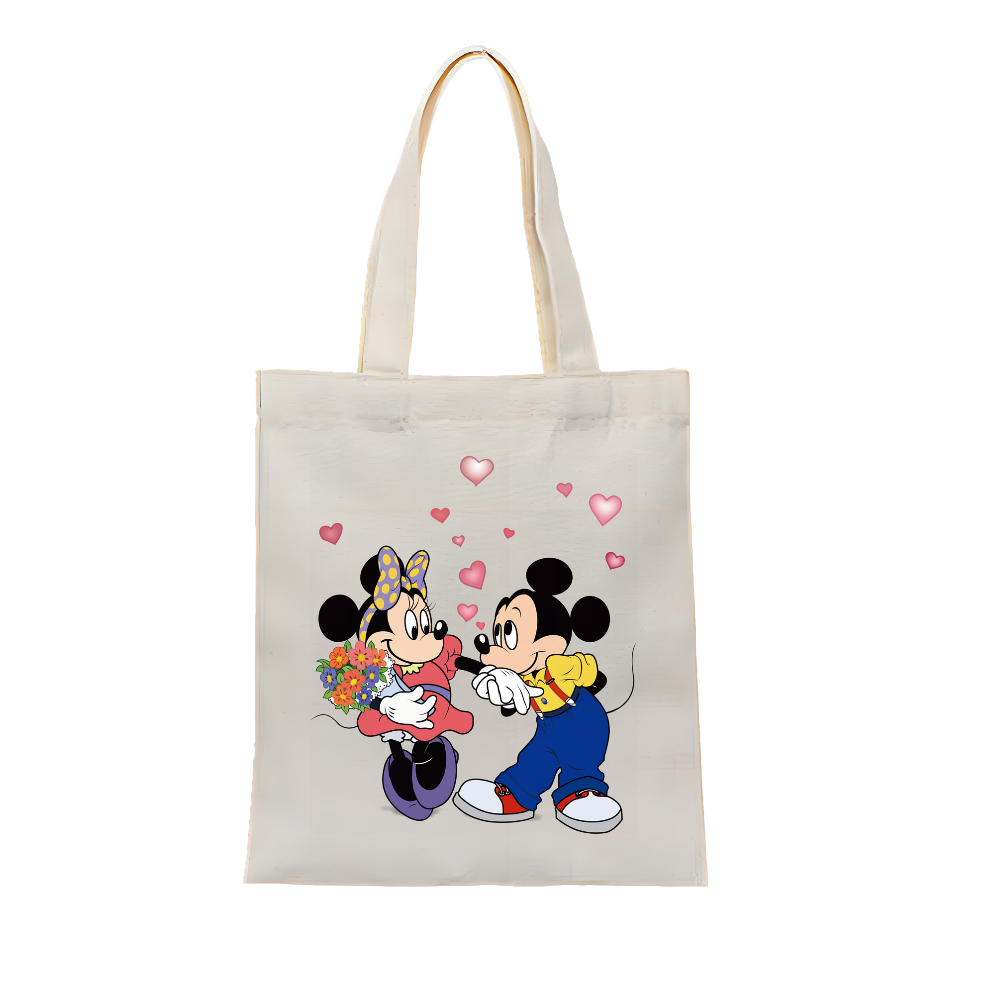 （画像用） ミッキーマウス Mickey Mouse 縦型キャンバス生地手提げバッグ　トートバッグ