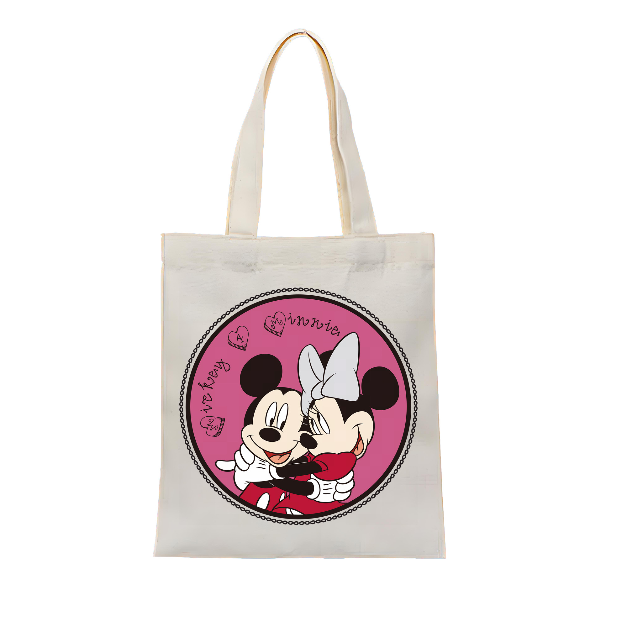（画像用） ミッキーマウス Mickey Mouse 縦型キャンバス生地手提げバッグ　トートバッグ