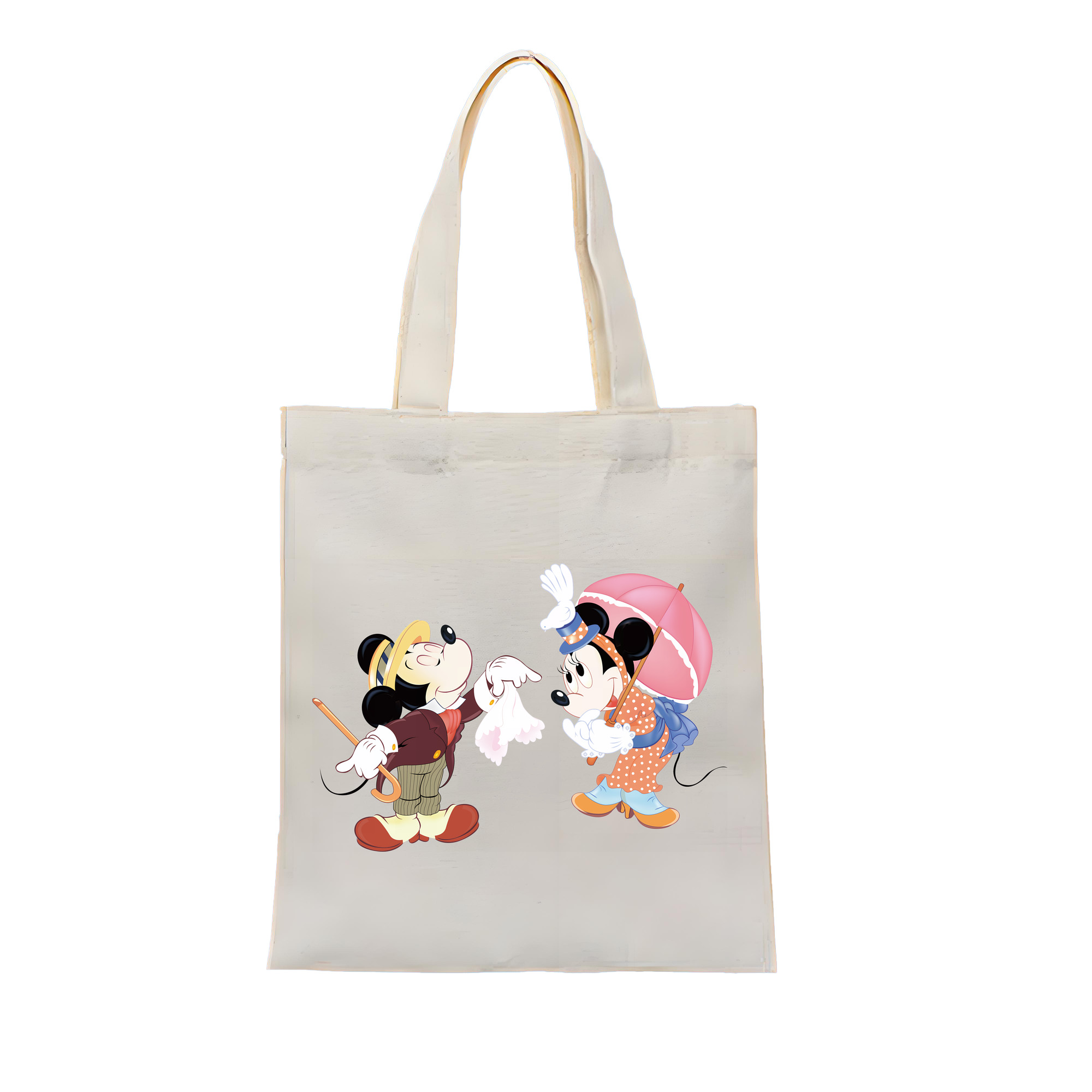 （画像用） ミッキーマウス Mickey Mouse 縦型キャンバス生地手提げバッグ　トートバッグ