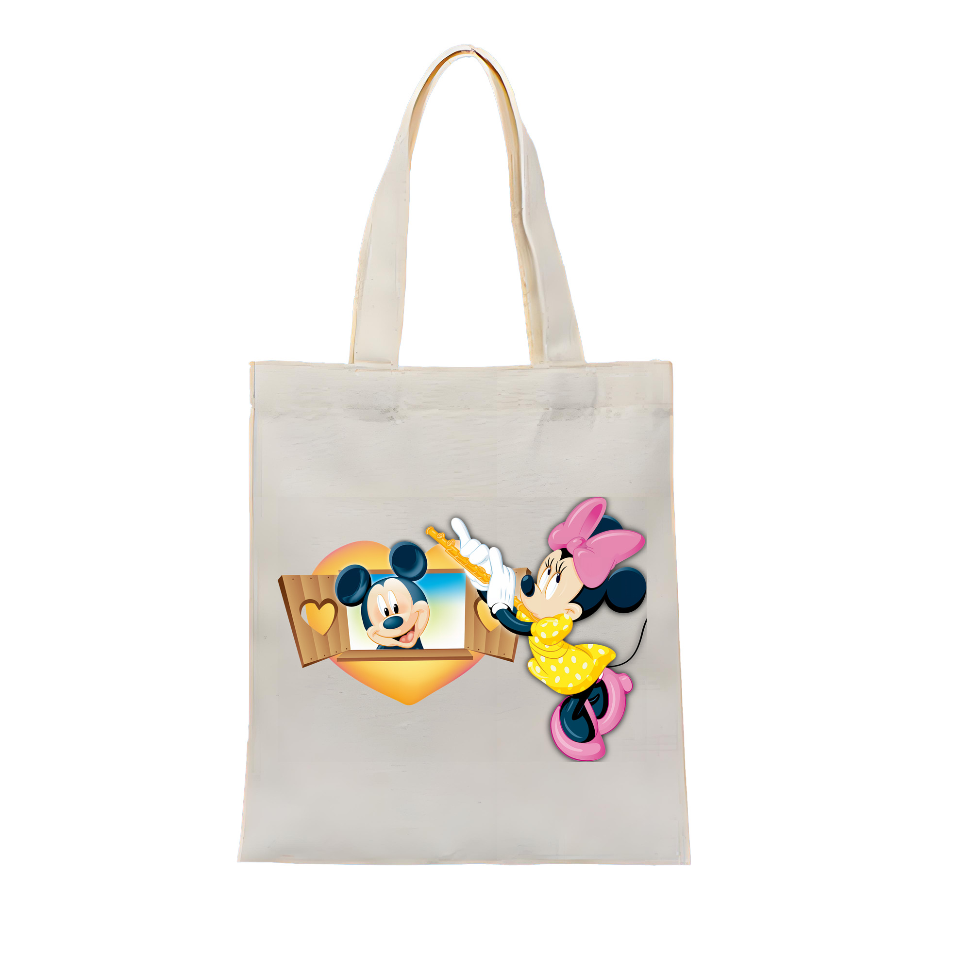 （画像用） ミッキーマウス Mickey Mouse 縦型キャンバス生地手提げバッグ　トートバッグ