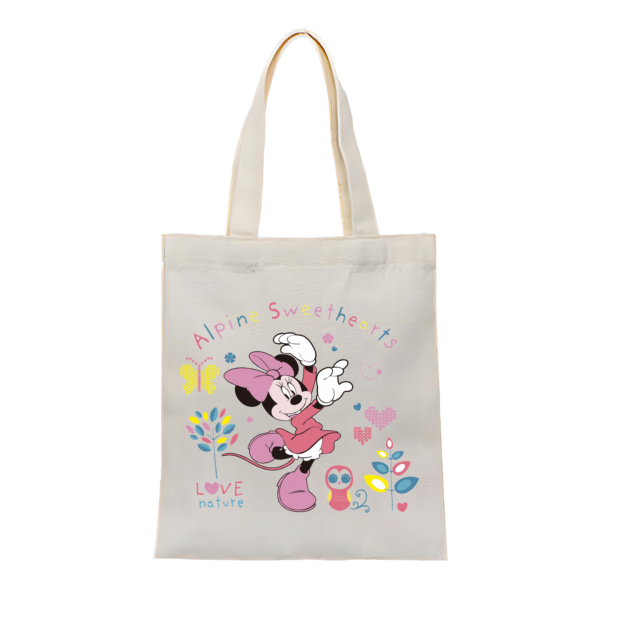 （画像用） ミッキーマウス Mickey Mouse 縦型キャンバス生地手提げバッグ　トートバッグ