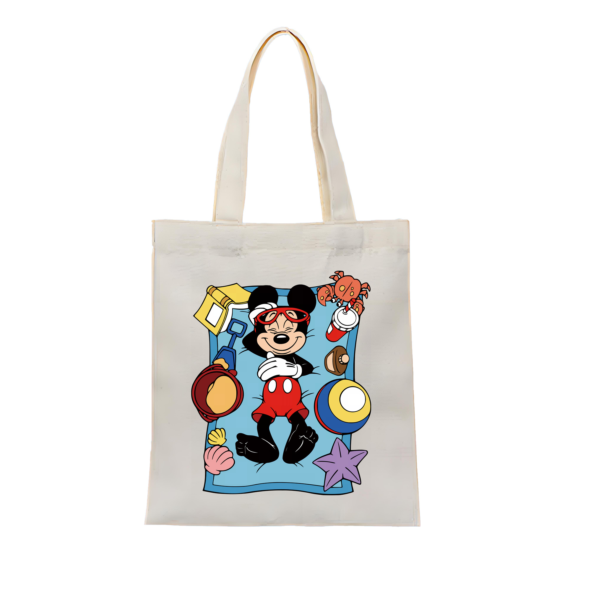 （画像用） ミッキーマウス Mickey Mouse 縦型キャンバス生地手提げバッグ　トートバッグ