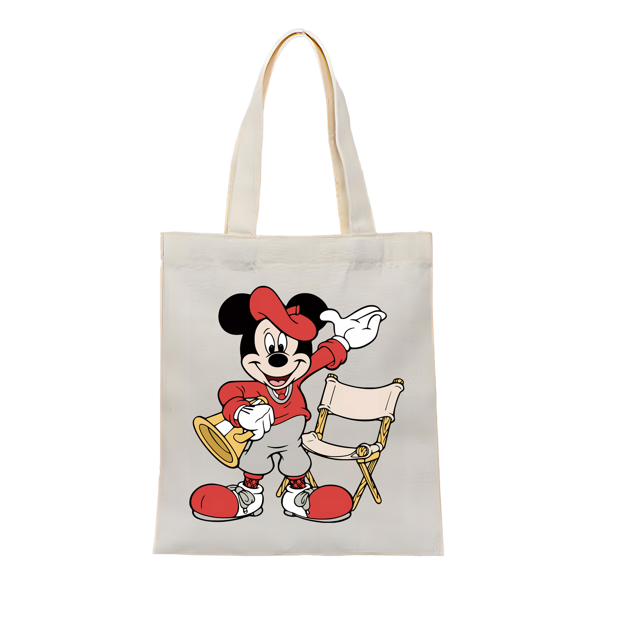 （画像用） ミッキーマウス Mickey Mouse 縦型キャンバス生地手提げバッグ　トートバッグ