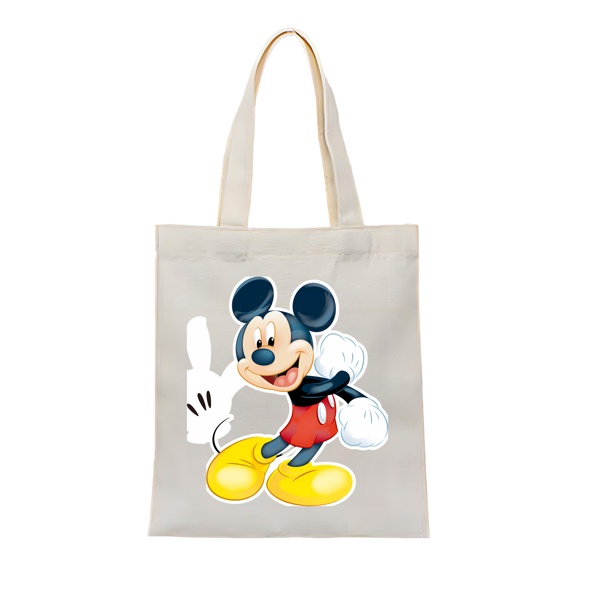 （画像用） ミッキーマウス Mickey Mouse 縦型キャンバス生地手提げバッグ　トートバッグ