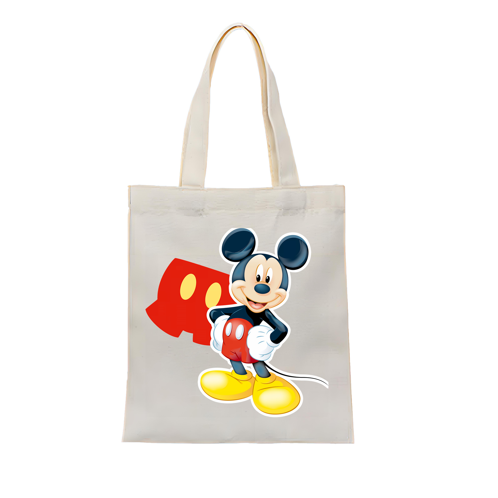 （画像用） ミッキーマウス Mickey Mouse 縦型キャンバス生地手提げバッグ　トートバッグ