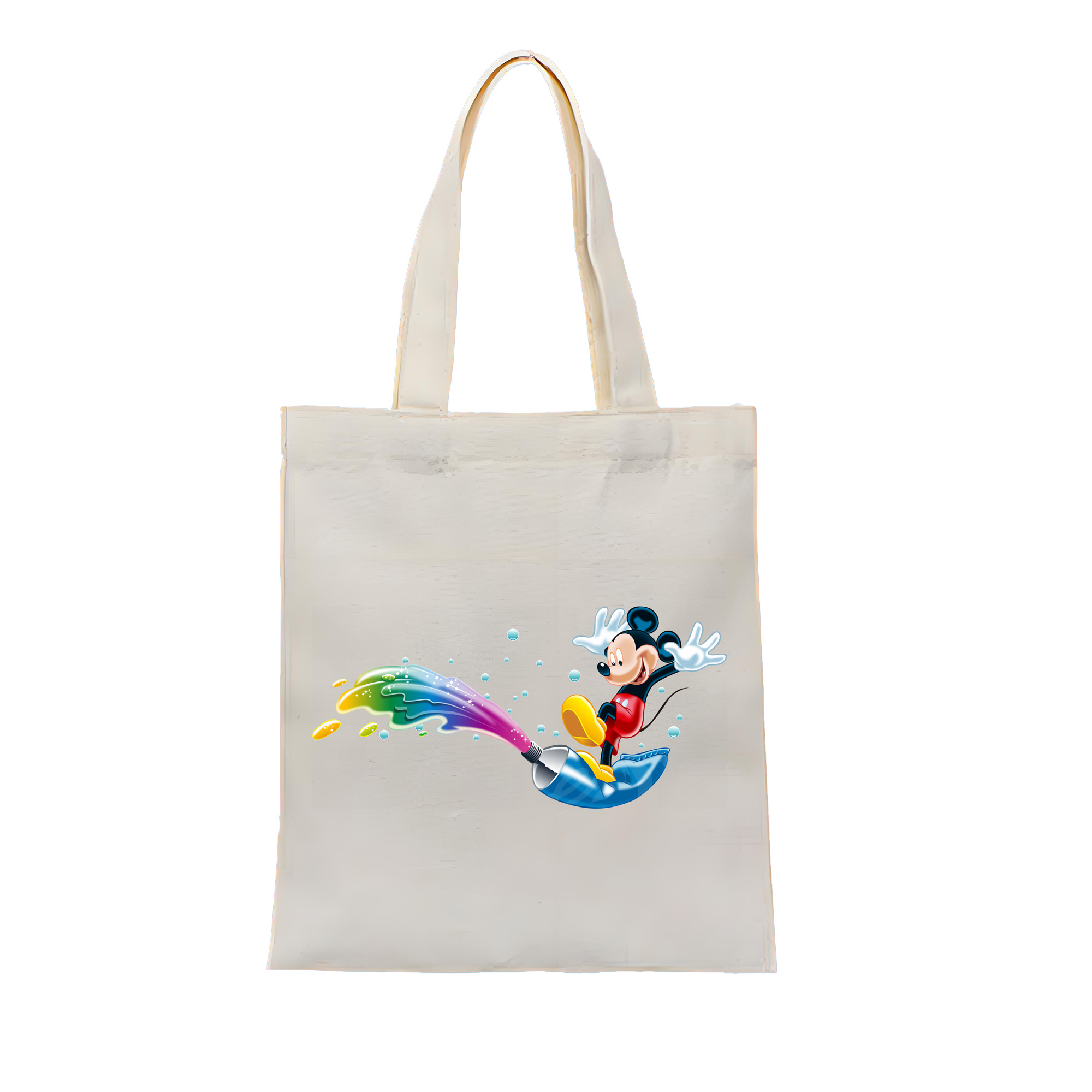 （画像用） ミッキーマウス Mickey Mouse 縦型キャンバス生地手提げバッグ　トートバッグ