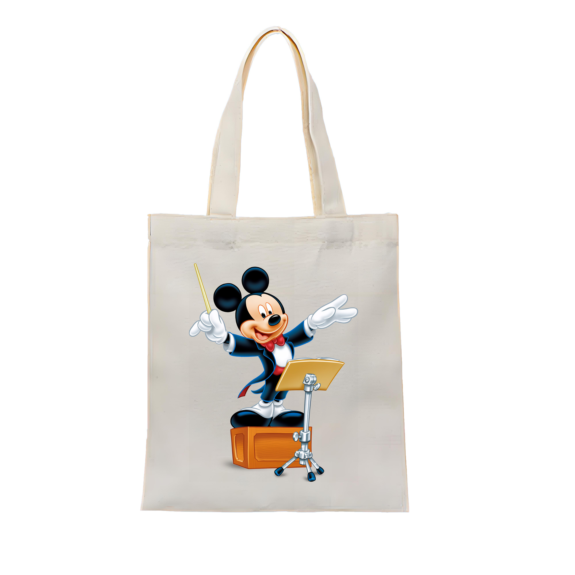 （画像用） ミッキーマウス Mickey Mouse 縦型キャンバス生地手提げバッグ　トートバッグ