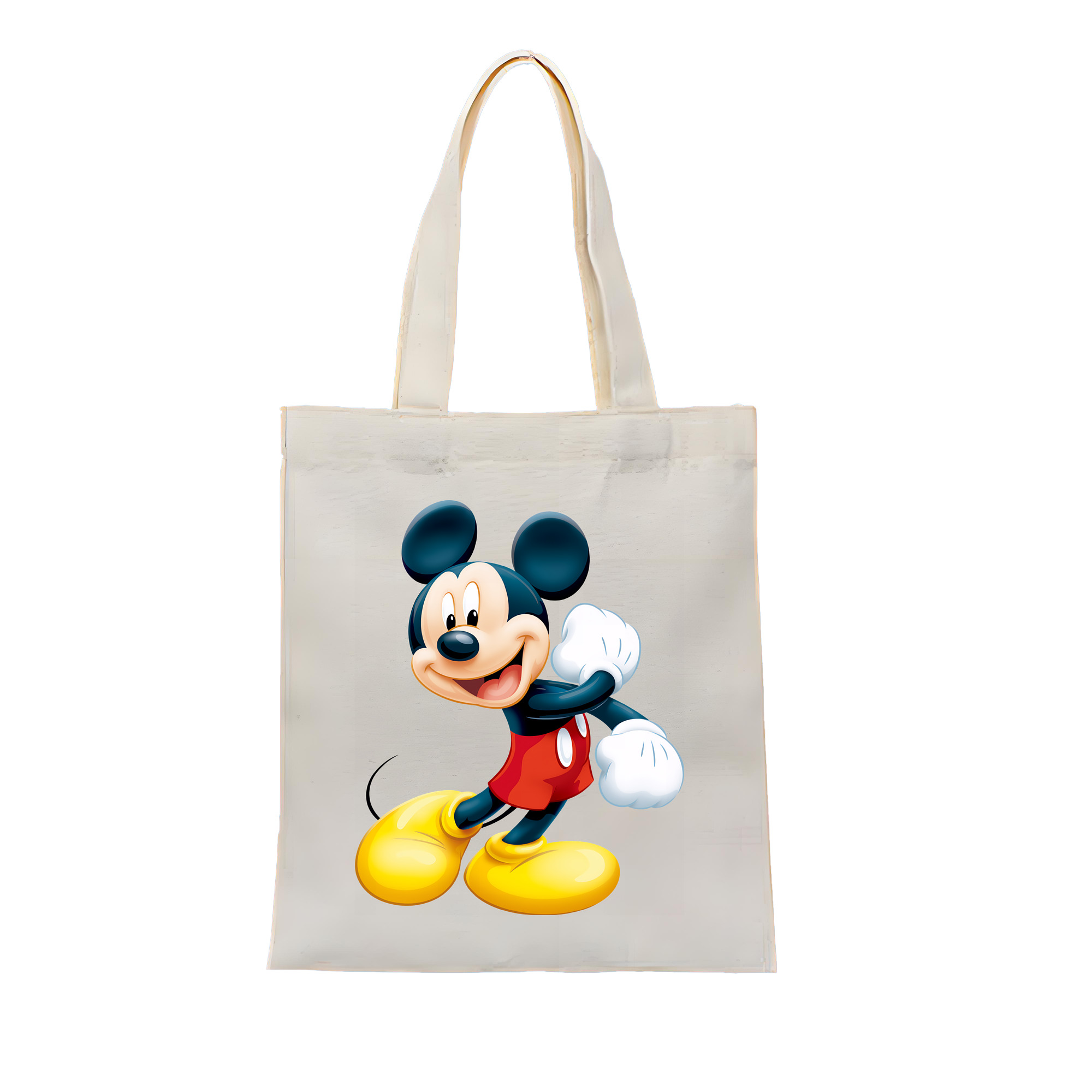 （画像用） ミッキーマウス Mickey Mouse 縦型キャンバス生地手提げバッグ　トートバッグ