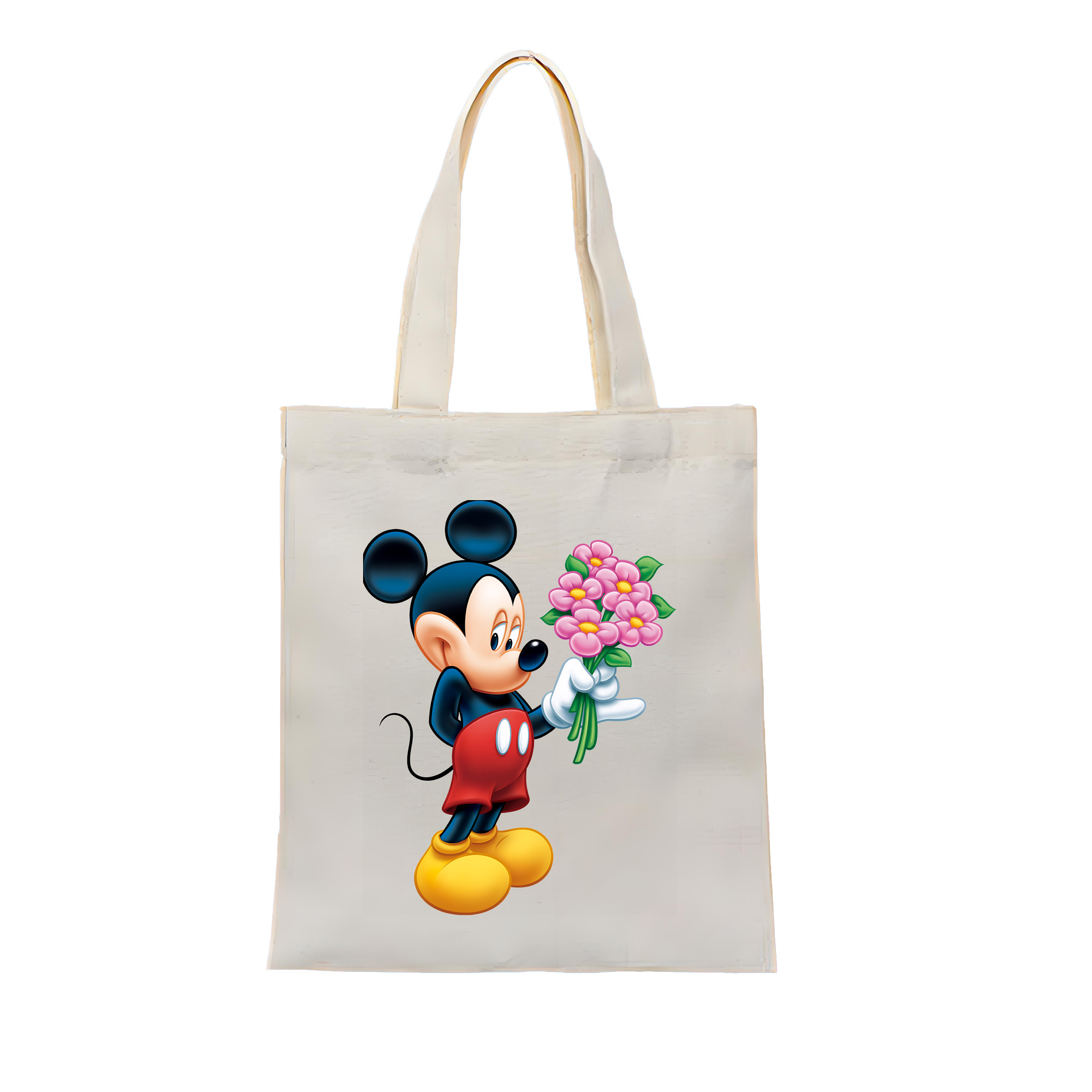 （画像用） ミッキーマウス Mickey Mouse 縦型キャンバス生地手提げバッグ　トートバッグ
