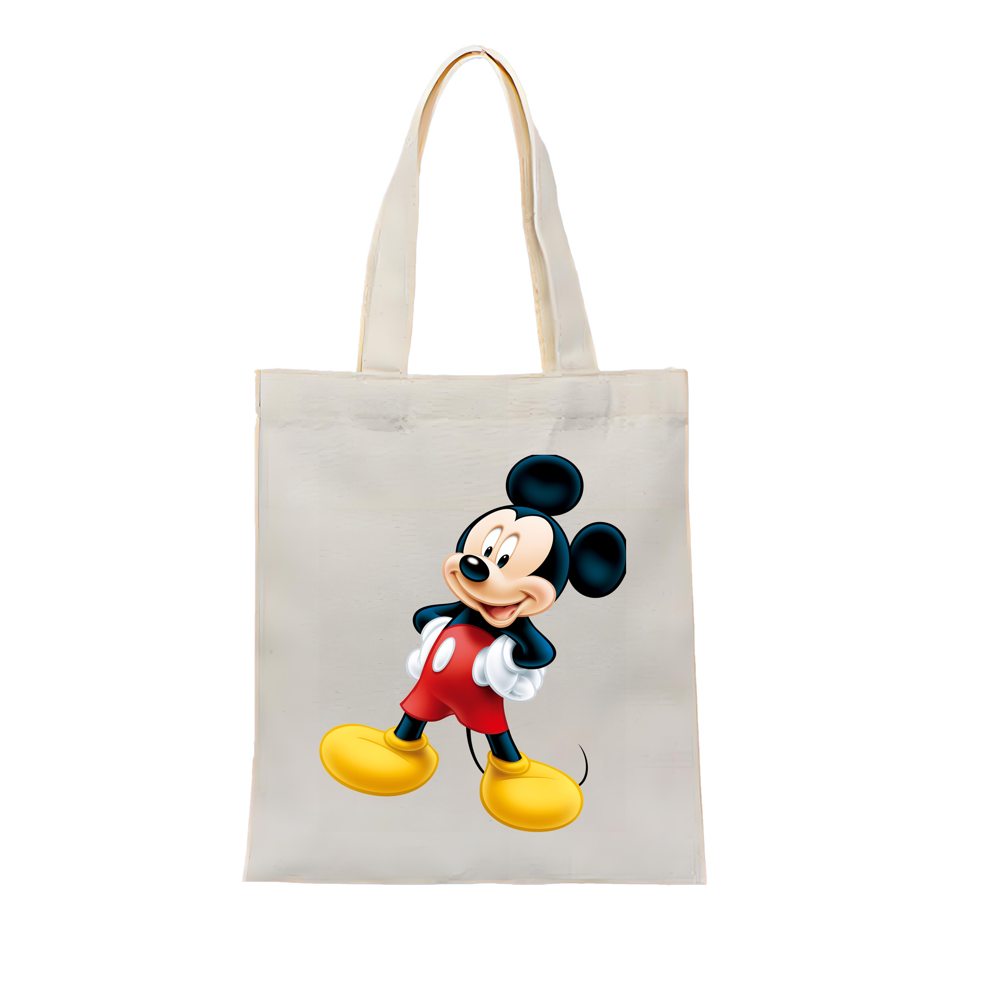（画像用） ミッキーマウス Mickey Mouse 縦型キャンバス生地手提げバッグ　トートバッグ